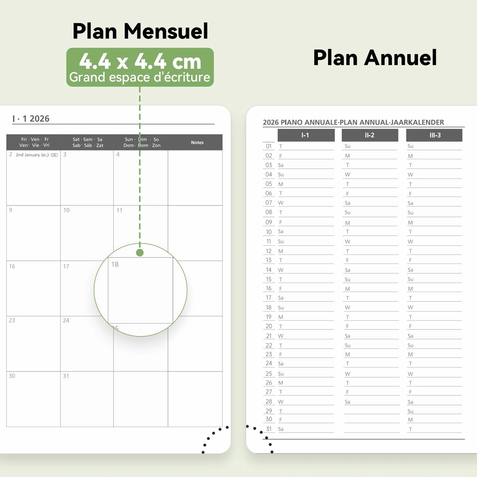 Agenda semainier 2026 A4 28,6 x 21 cm Couverture rigide 12 mois Janvier à Décembre