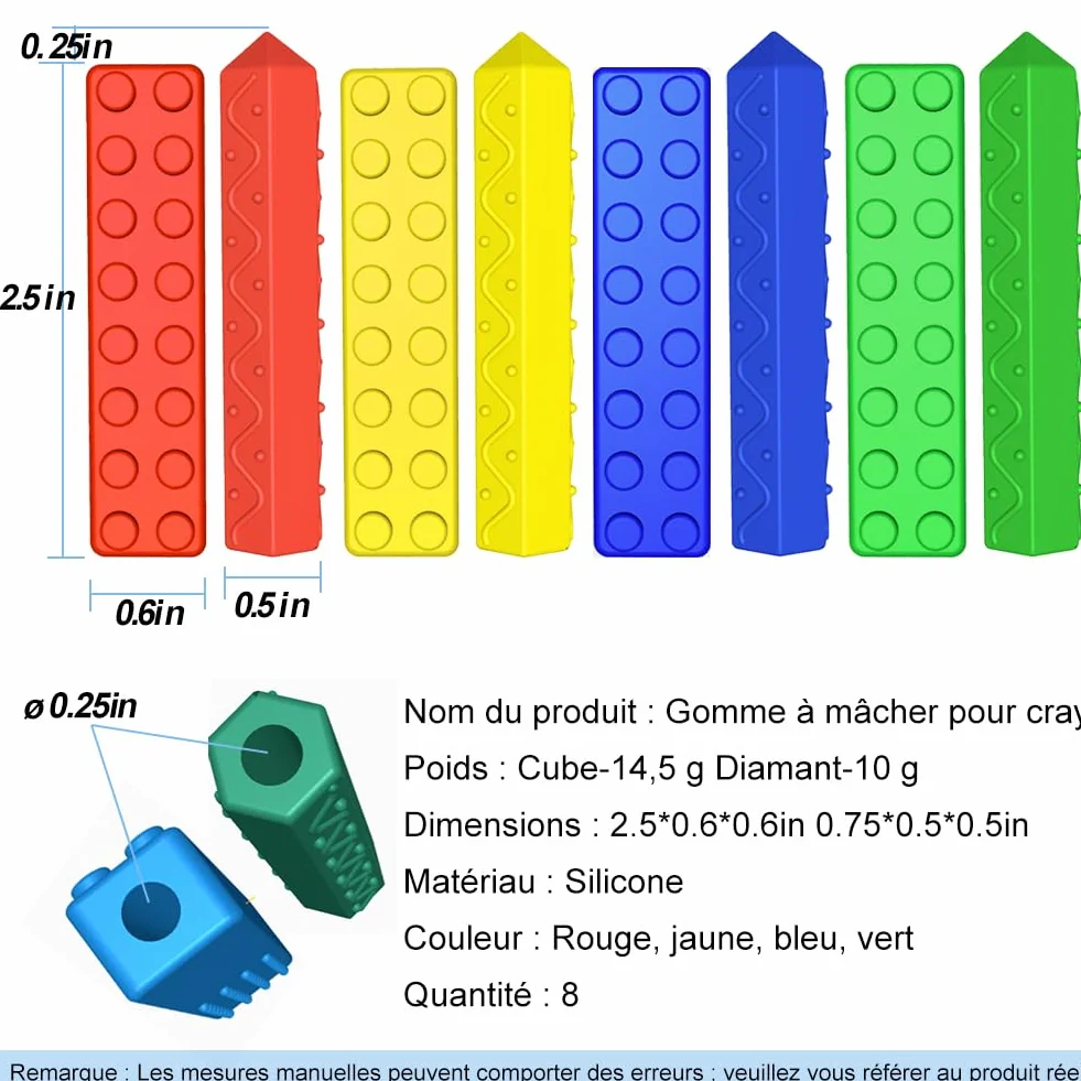 KEFU Embouts à Mâcher pour Crayons, Lot de 8, Accessoires Sensoriels pour Enfants Autisme TDAH