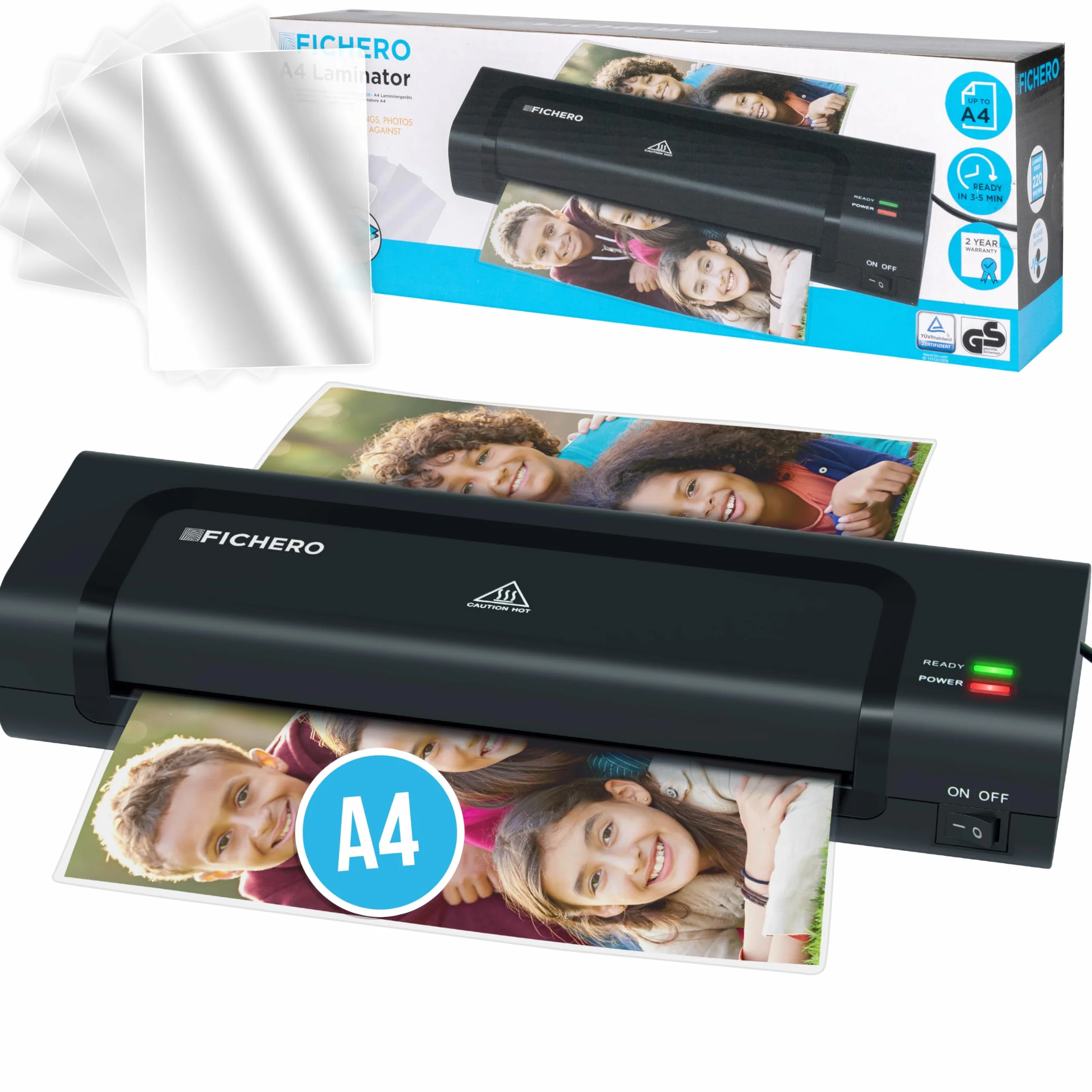 Silvergear Plastifieuse A4 A5 A6 Rapide avec 5 Films de Plastification pour Maison Bureau Ecole