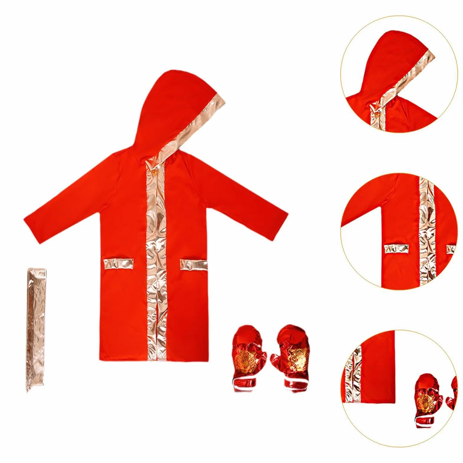 F Fityle 3 Pièces Costume de Boxe de Scène Tenue d'halloween Ensemble de Jeu de Rôle Déguisement de en Tissu Respirant et Léger Adapté pour