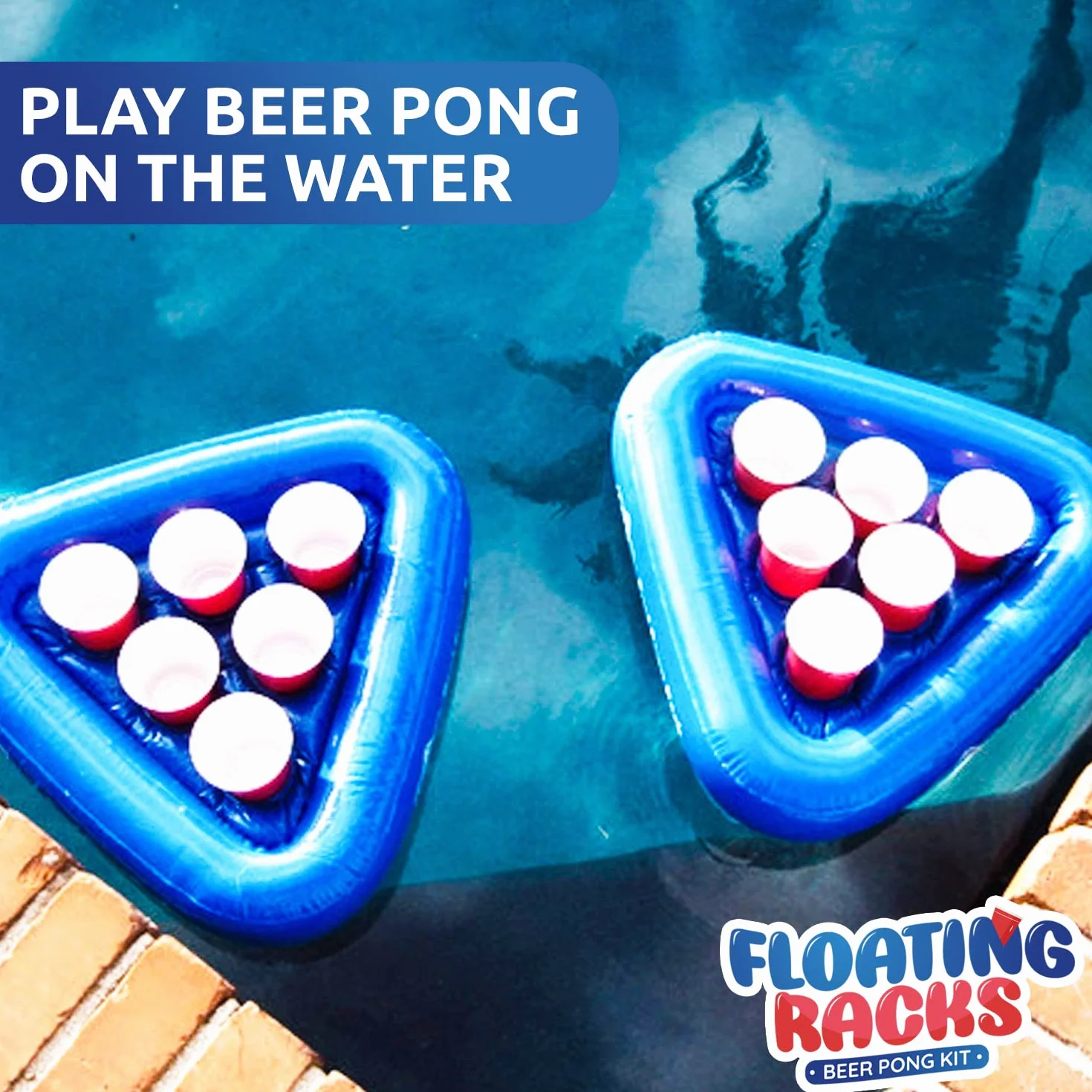 Original Beerpong Floating Kit 2 Bouées Gonflables 12 Red Cups 2 Balles Beer Pong Piscine