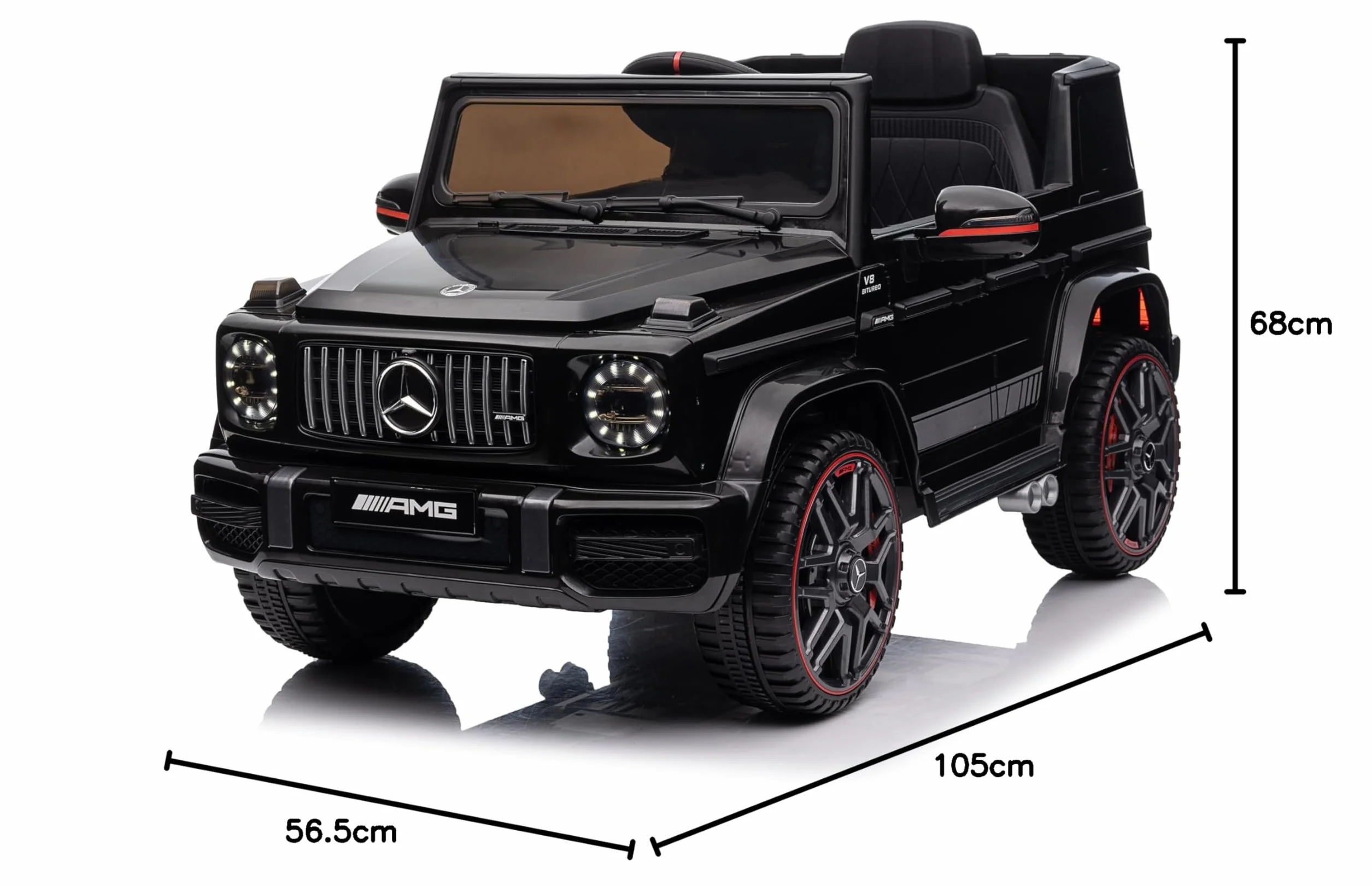 Voiture Électrique Enfant Mercedes G63 AMG 12V Télécommande 2+1 Vitesses Klaxon LED Musique USB Noir