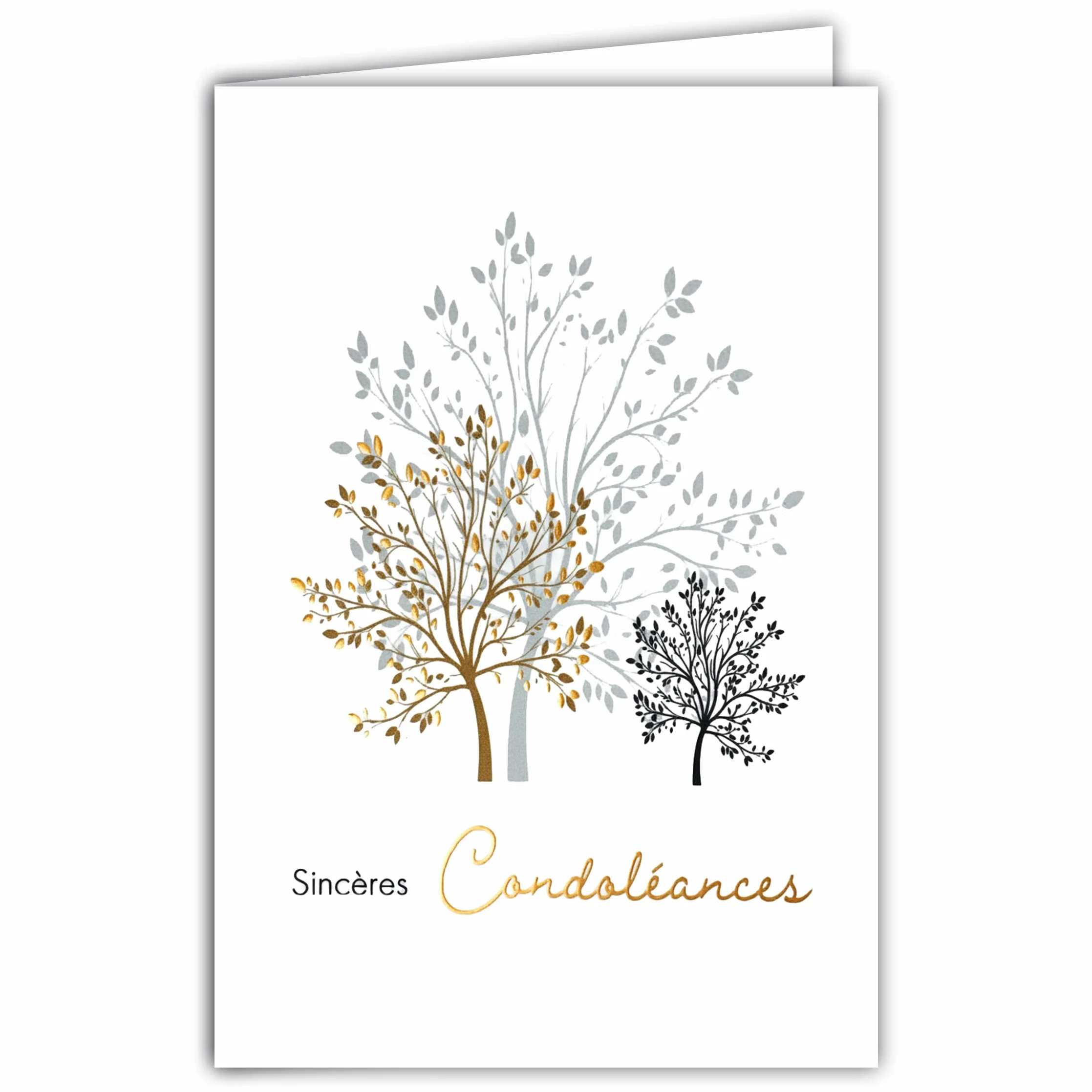 Carte Sincères Condoléances Arbre Cuivré Illustration Fine Délicate Papier Mat 12x17,5cm Enveloppe Blanche Fabriqué France