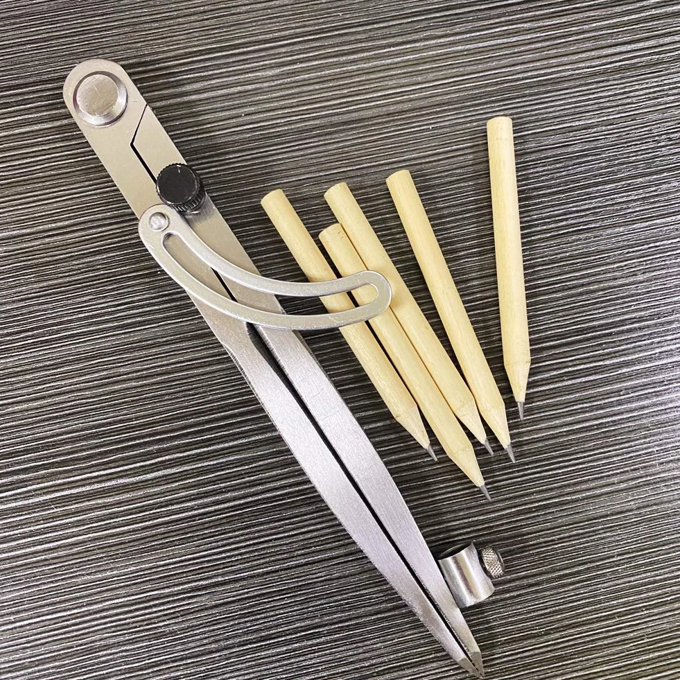 Geluode Grand compas professionnel 20,3 cm pour menuiserie géométrie dessin avec aile porte-crayon