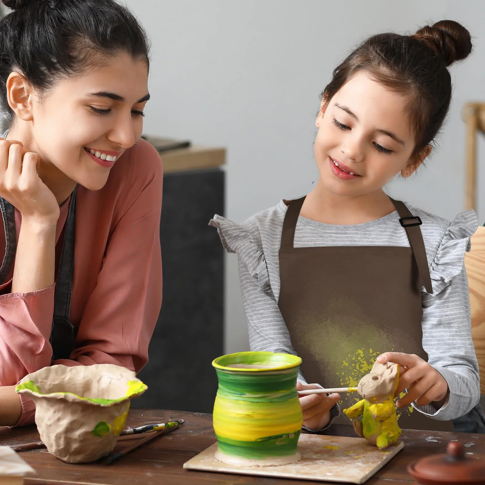 Tabliers de chef réglables pour enfants avec 2 poches - Lot de 5/10/20