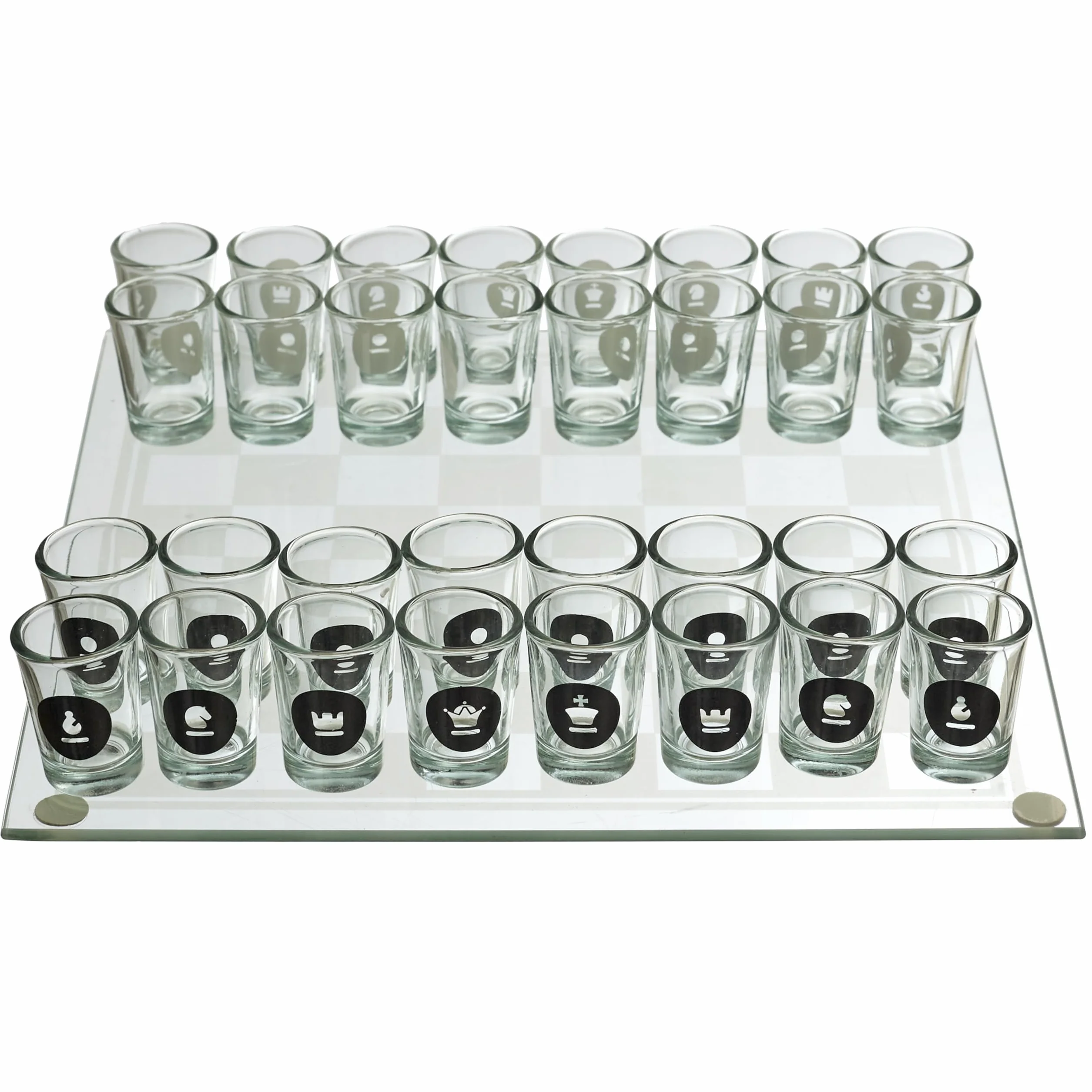 MISTER GADGET MG3519 Jeu d'Échecs à Boire en Verre Blanc et Noir