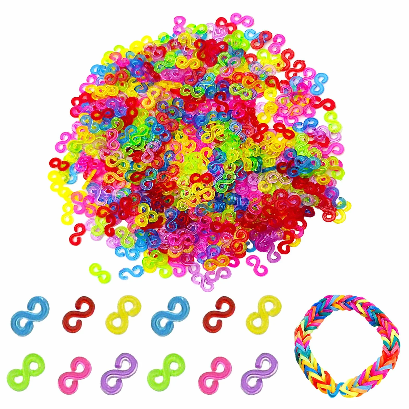 Bandes S Clips 500 Pièces Clips de Métiers à Tisser en Plastique Multicolore