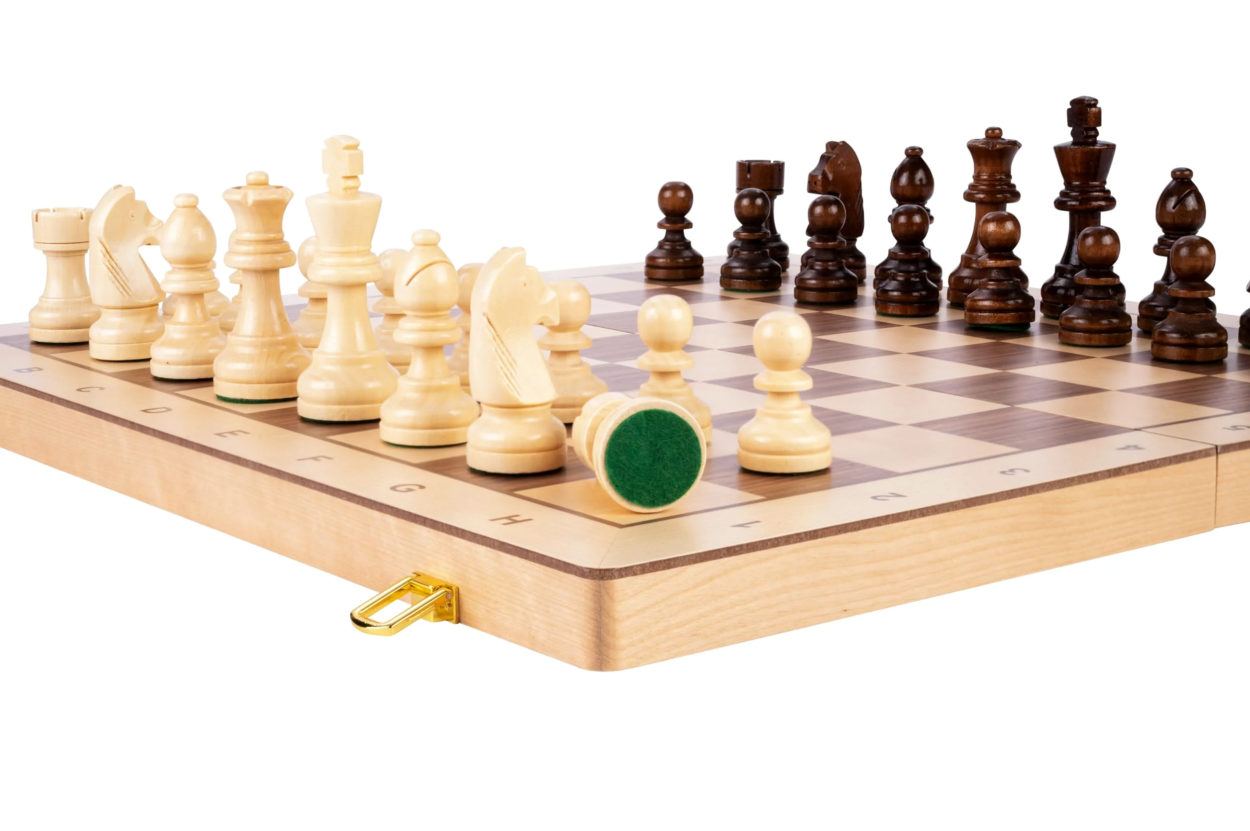 Grand Échiquier 45 Cm – Jeu D'Échecs Bois Bouleau, Pièces Lestées Roi 90 Mm | Echecs Grand Format Plateau Pliable Noyer Érable, Cases 50 Mm, 32 Pièces Lestées En Bois, Roi 90 Mm