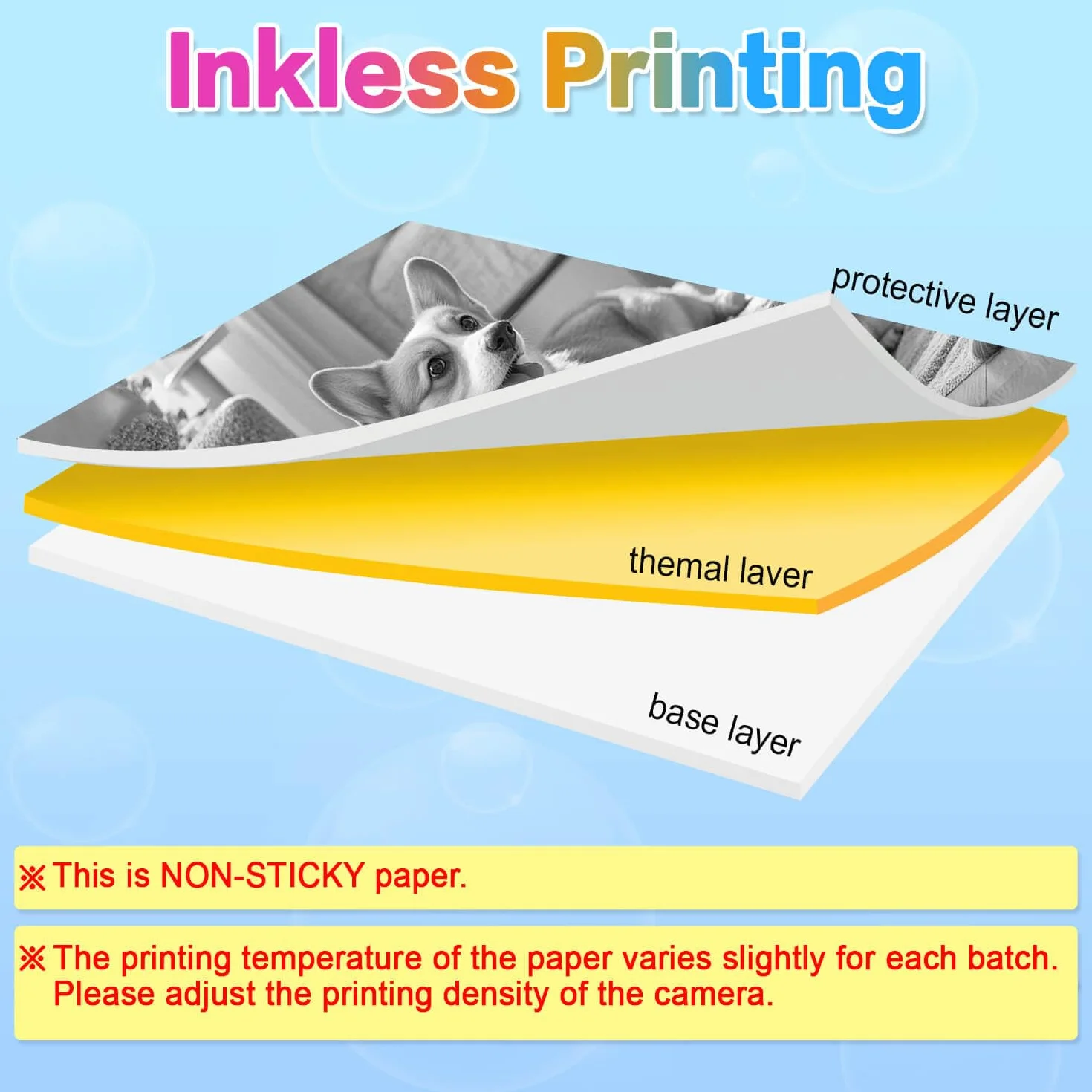 Lot de 18 rouleaux de papier pour appareil photo instantané enfants, sans BPA 5.7 x 2.5 cm