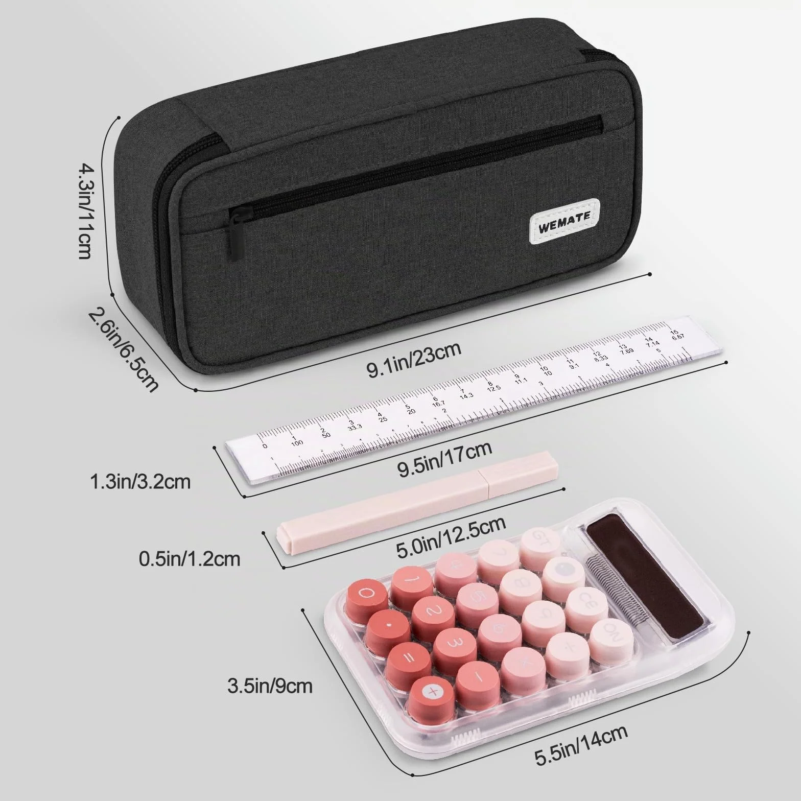 WEMATE Trousse Pliable Grande Capacité en Toile Noir pour École Bureau