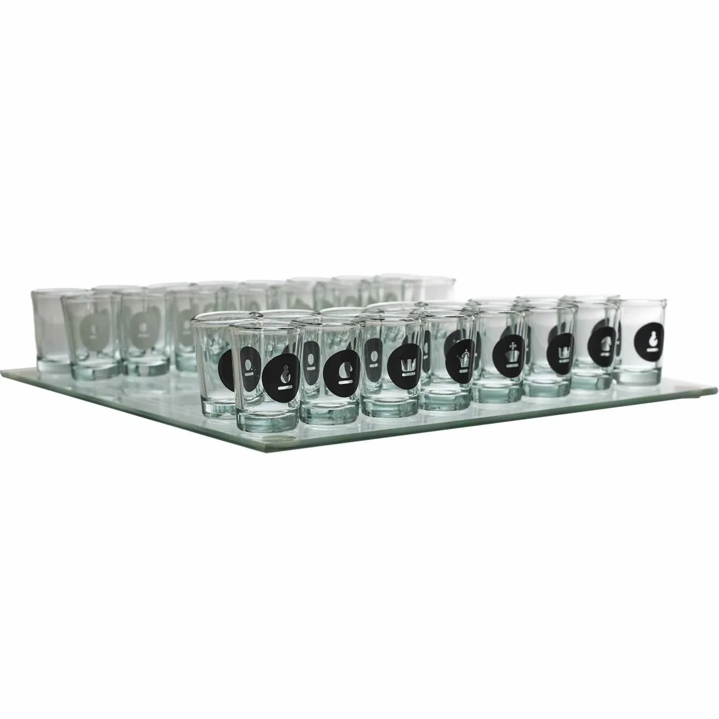 MISTER GADGET MG3519 Jeu d'Échecs à Boire en Verre Blanc et Noir