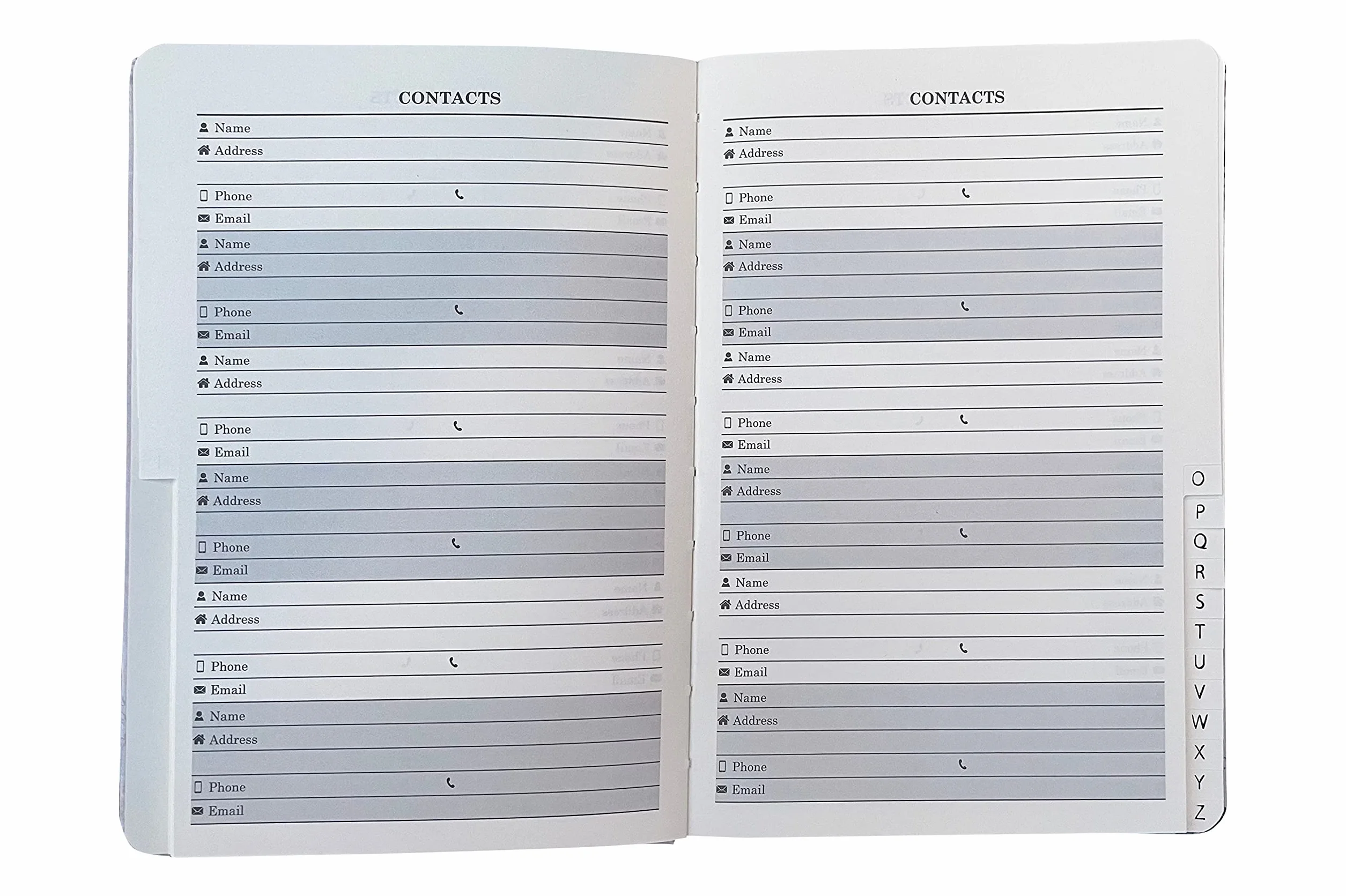 Carnet d'adresses téléphoniques et d'anniversaire avec index A-Z, couverture souple rembourrée format A5, fermeture magnétique