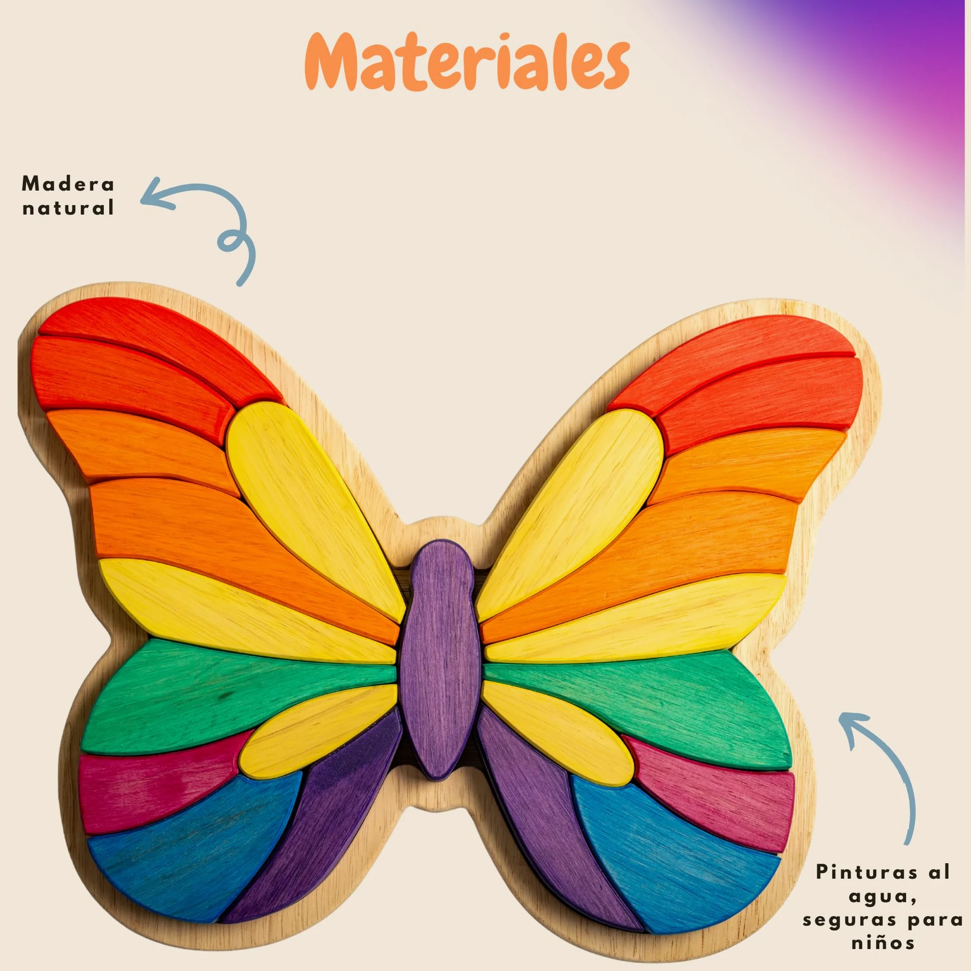 Puzzle en bois papillon 3+ ans - Jouet éducatif pour enfant, développement de la motricité fine