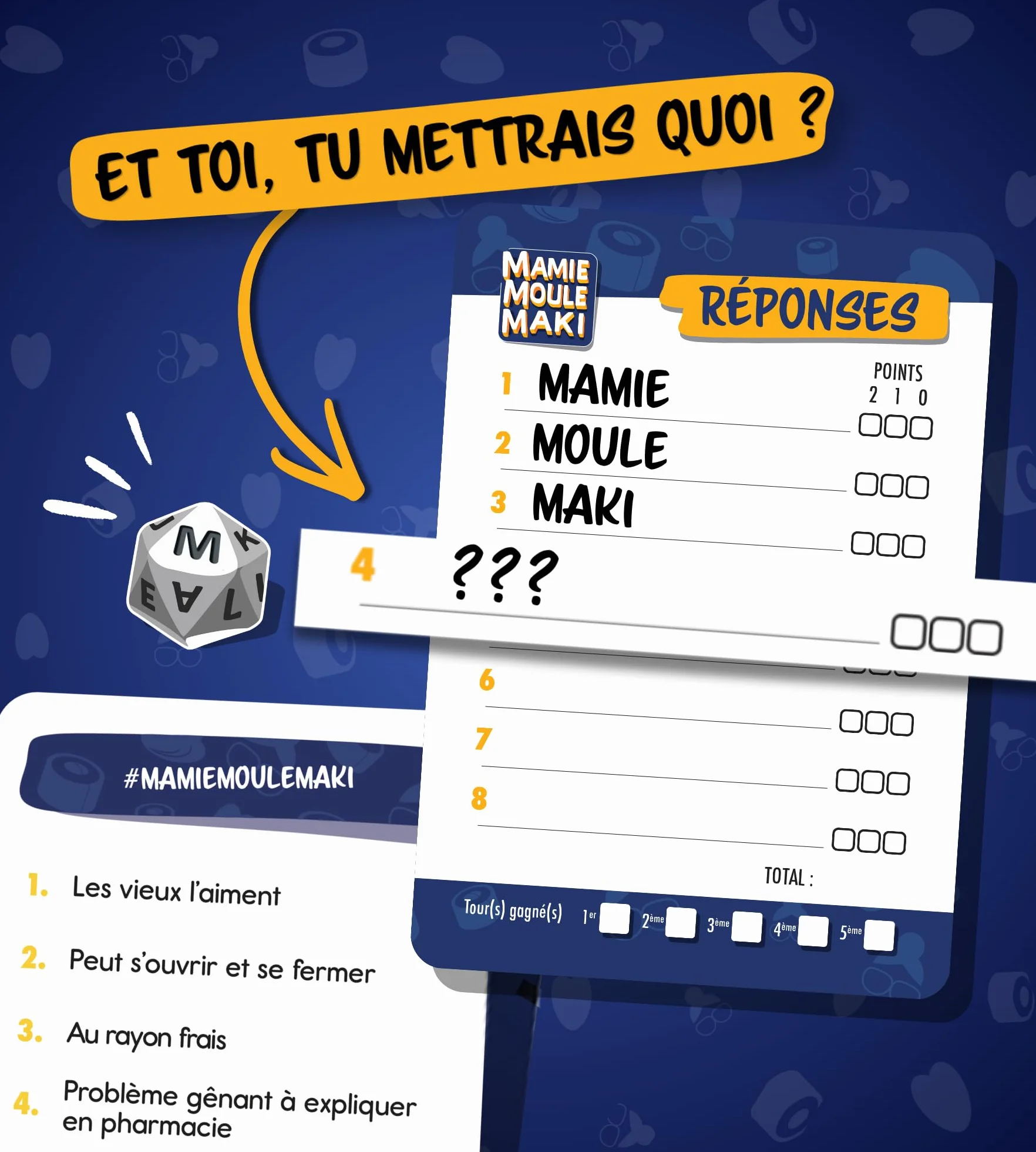 Mamie Moule Maki - Jeu de société Petit bac revisité 2 à 8 Joueurs