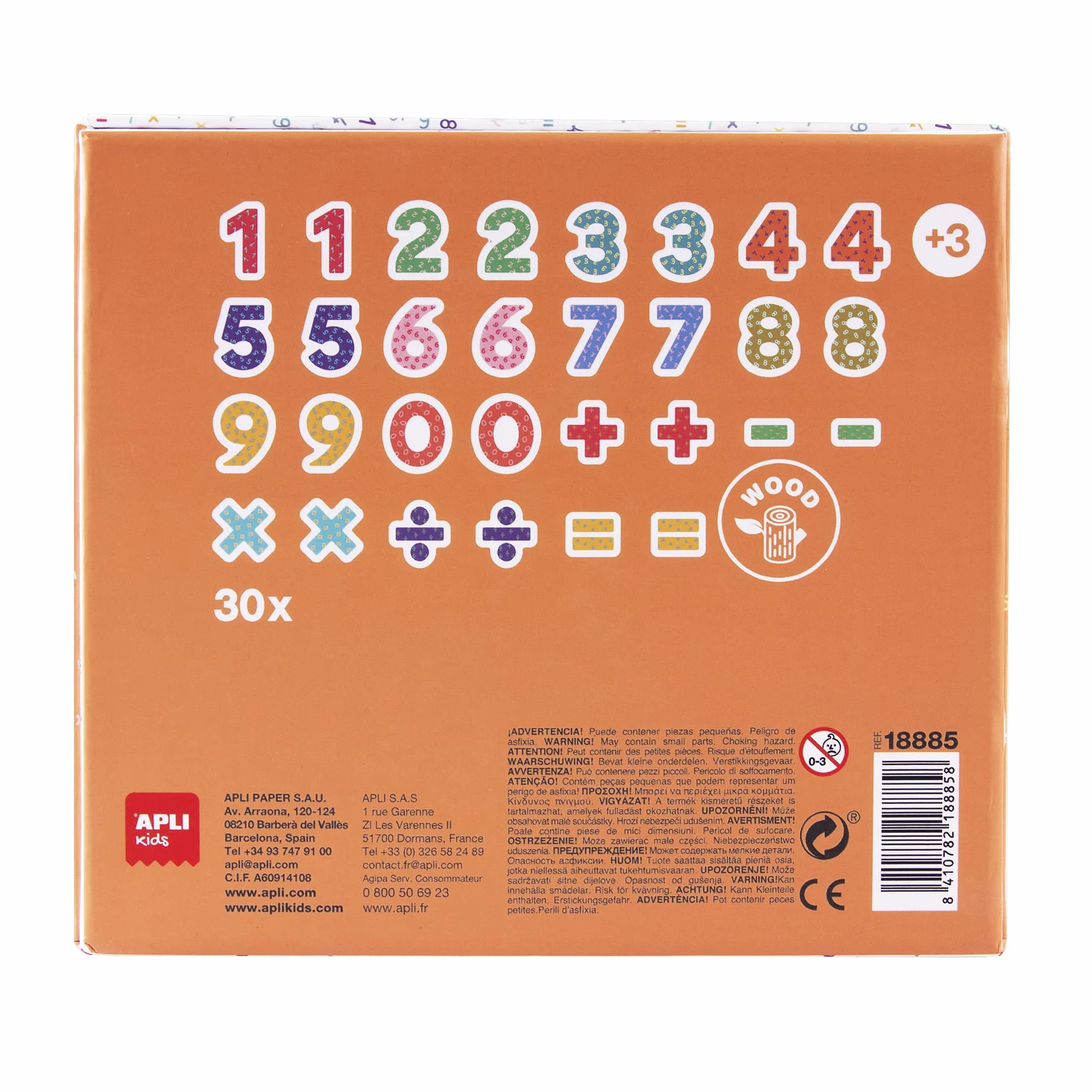APLI Kids Jeu éducatif Chiffres magnétiques en Bois 30 pièces 3+