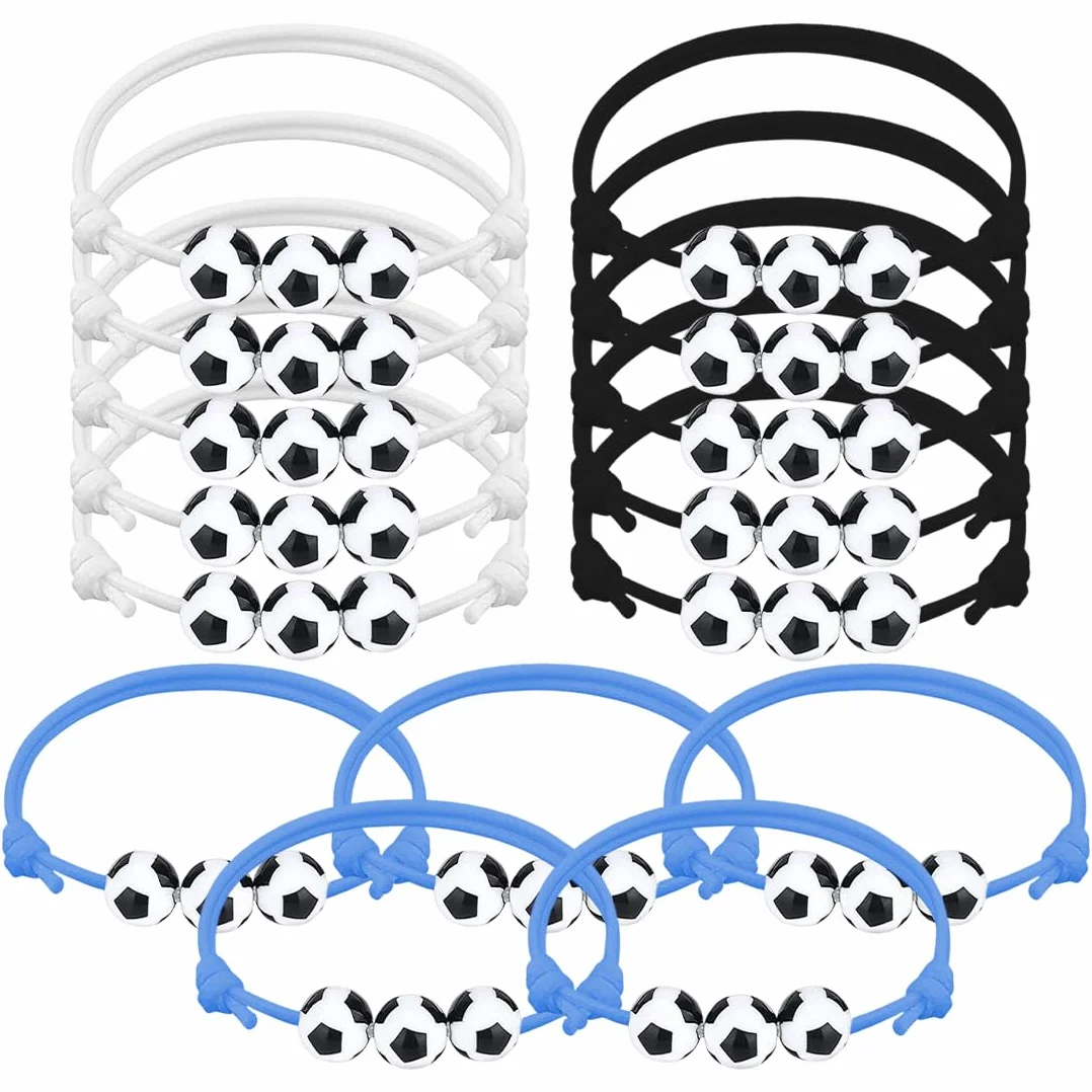Ensemble de 15 Bracelets de Football Ajustables, Bracelets d'Amitié (3 Couleurs)