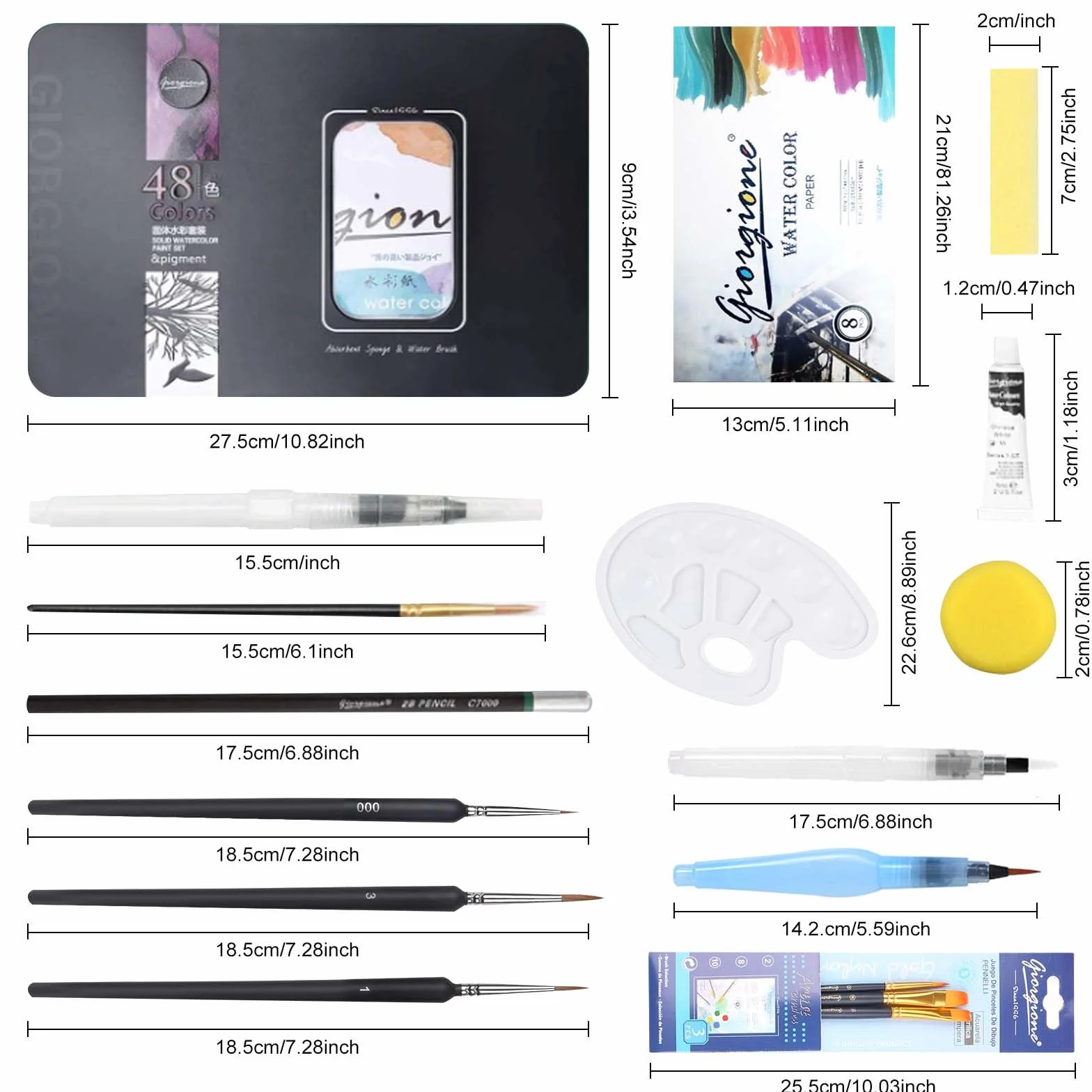Peinture aquarelle 48 couleurs vives boîte portable palette pour débutant enfant adulte
