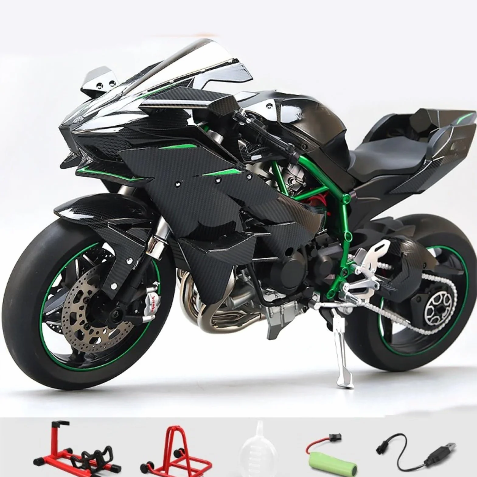Moto H2R alliage moulé sous pression échelle 1/6 sons et lumières peinture haute brillance pneus caoutchouc collection