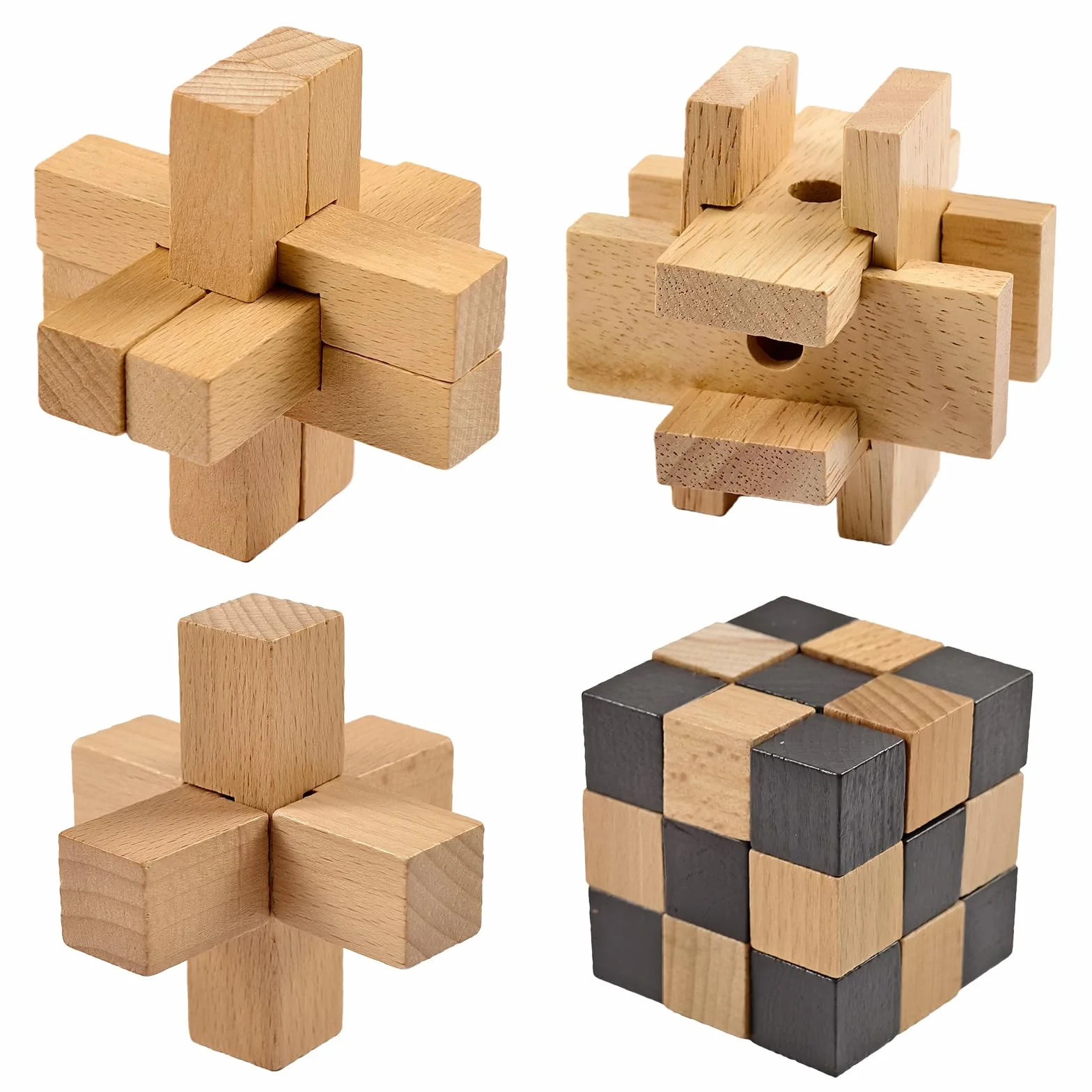 Casse-tête en bois 3D - Jeu de puzzle géométrique logique - Blocs éducatifs pour enfants et adultes