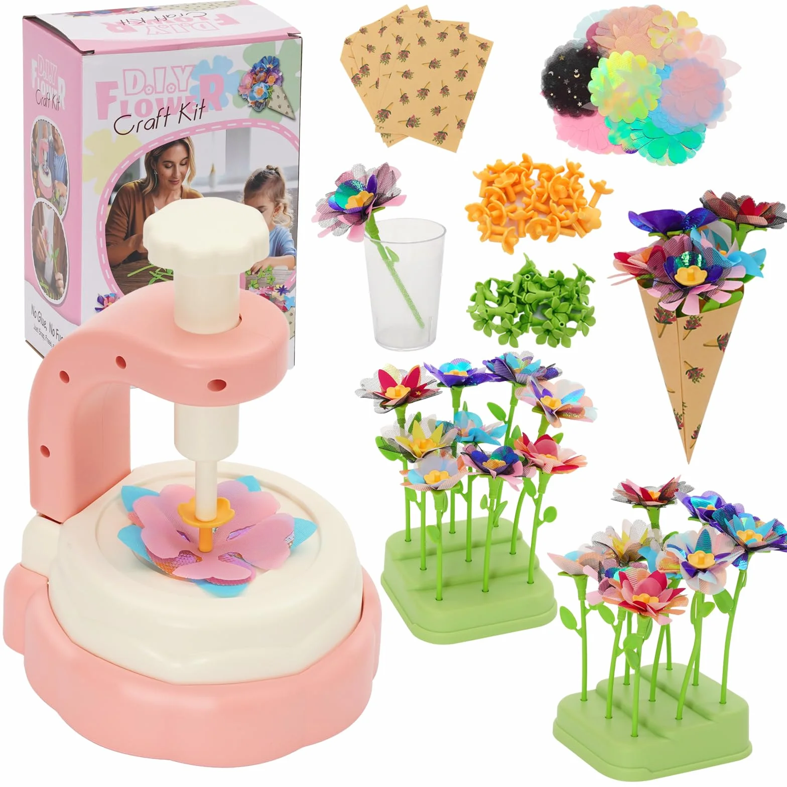 Ark miido Activité Manuelle Fille, Création Bouquet Fleurs avec Machine Fleurs Jouet Créatif pour Enfant 3 Ans+