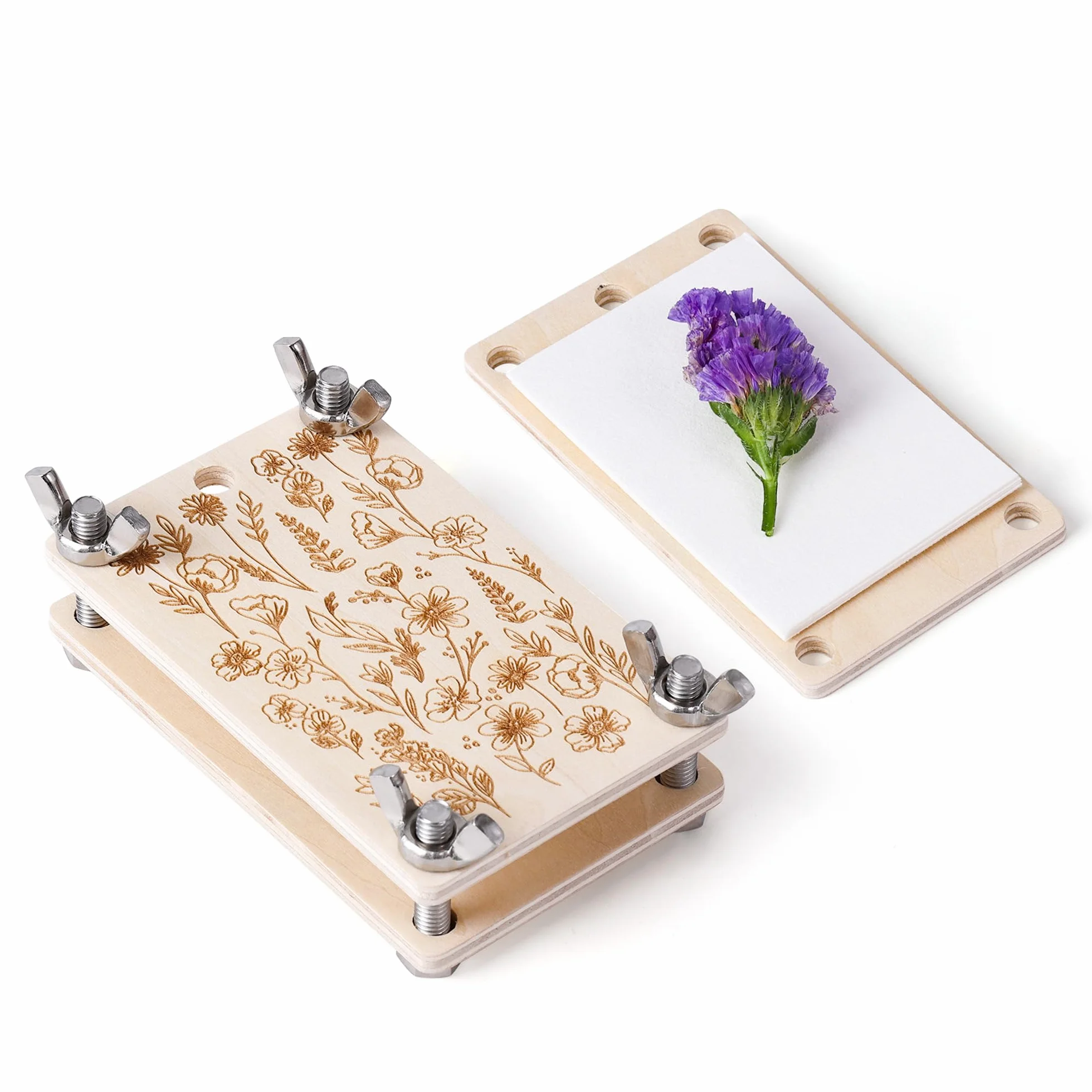 Aboofx Mini presse à fleurs kit de conservation de poche pour presser les plantes extérieur fleurs séchées débutantes loisirs créatifs