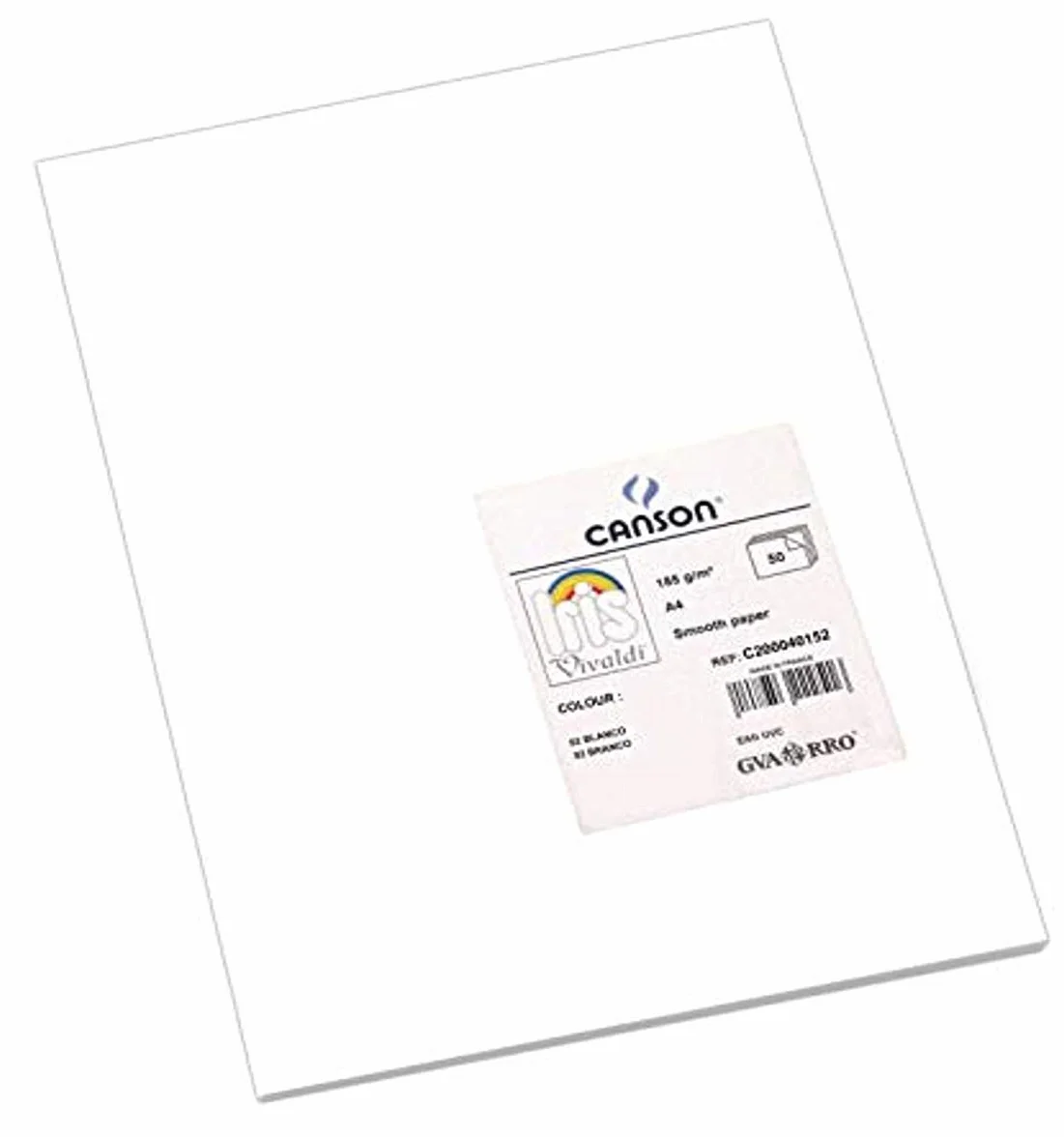 CANSON Iris Vivaldi Papier Couleur A4 185g/m² Blanc 50 Feuilles