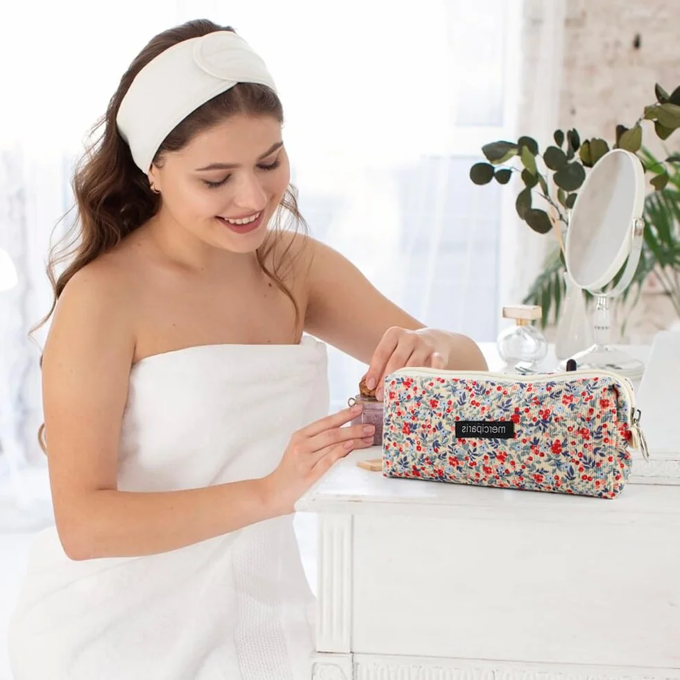 Trousse Scolaire Rétro en Velours Côtelé pour Filles, Portable et Polyvalente