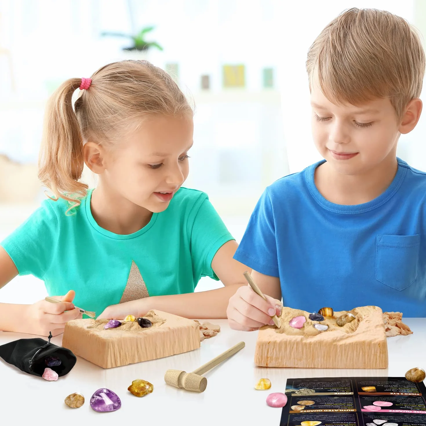 Kit Archéologie Enfant Jouet de Fouille Cristaux Pierres Précieuses 5 Pierres Précieuses Cristaux Mystérieux Cadeau Garçons Filles