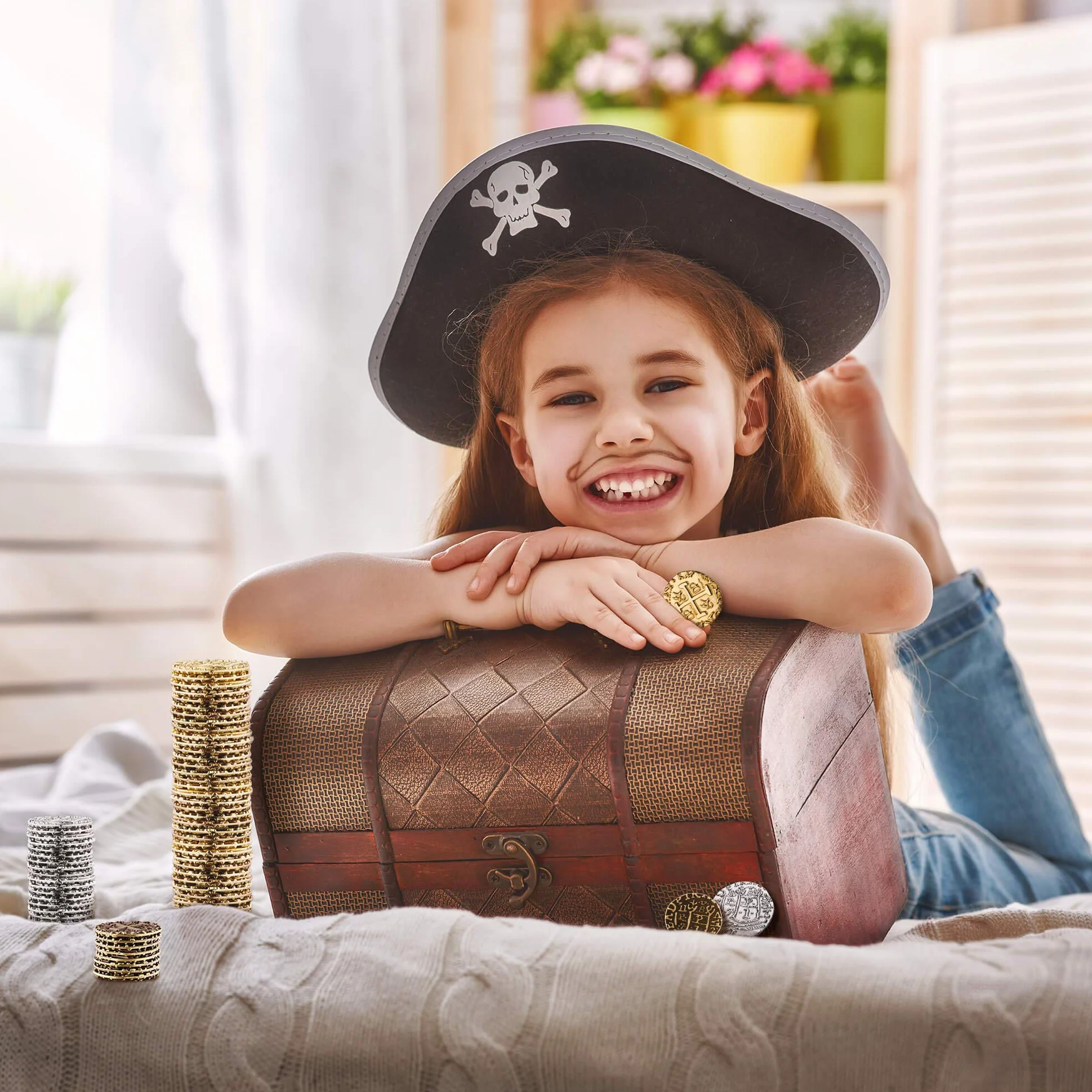 Pièces Pirates en Métal - 36 Pièces d'Or, Argent et Bronze pour Jeux de Société