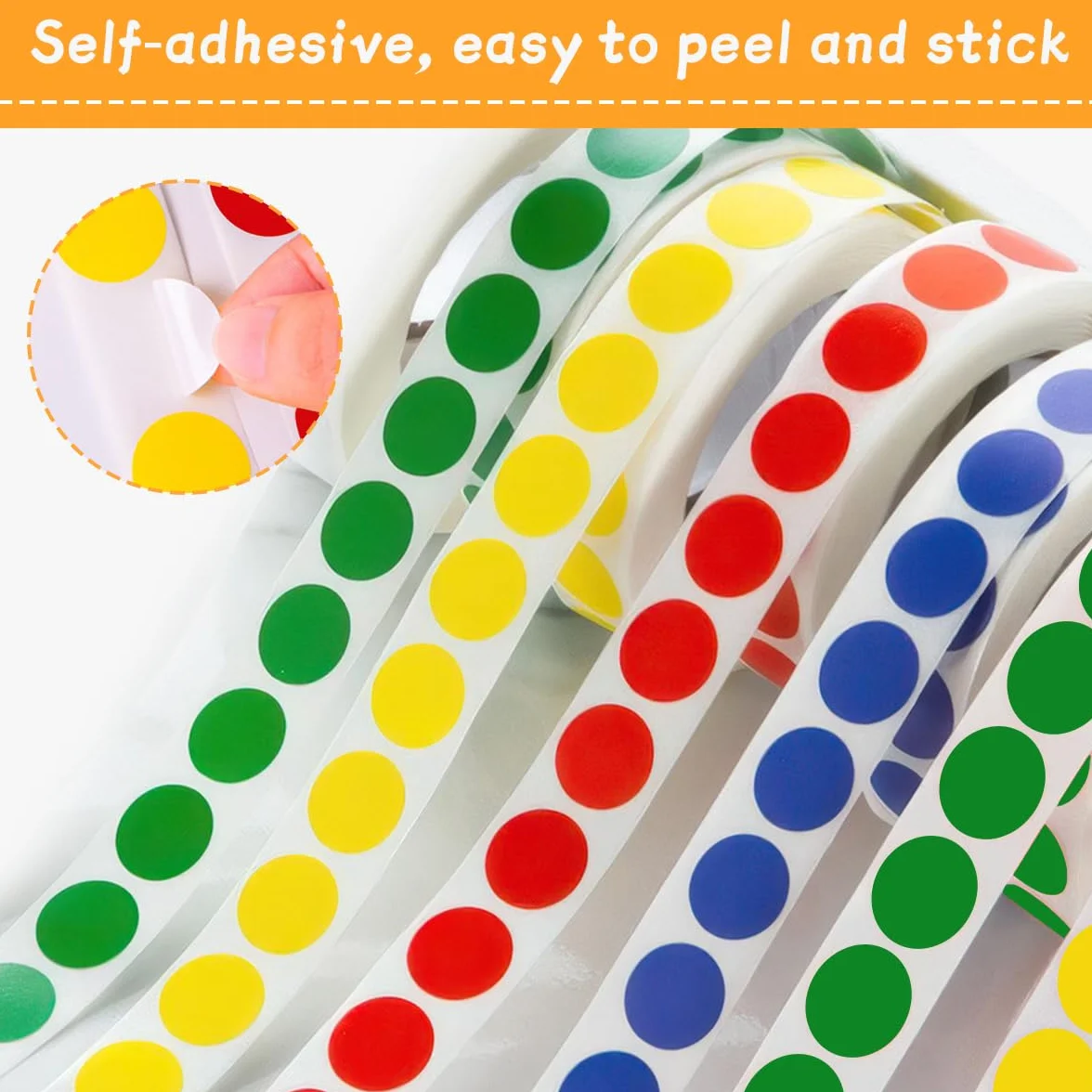Gommettes Autocollantes Rondes Multicolores 13 mm 4000 Pièces 4 Rouleaux pour Tri Bureau Marquage Bricolage