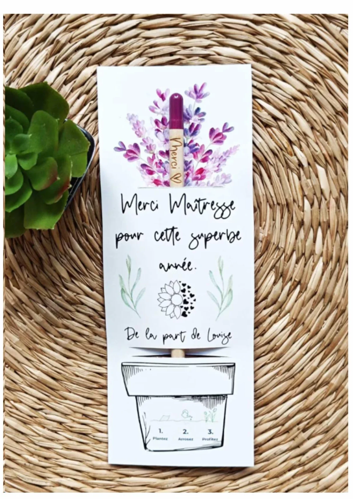 Crayon à planter Merci Tournesol Lavande Coquelicot Cadeau Maîtresse Atsem Nounou