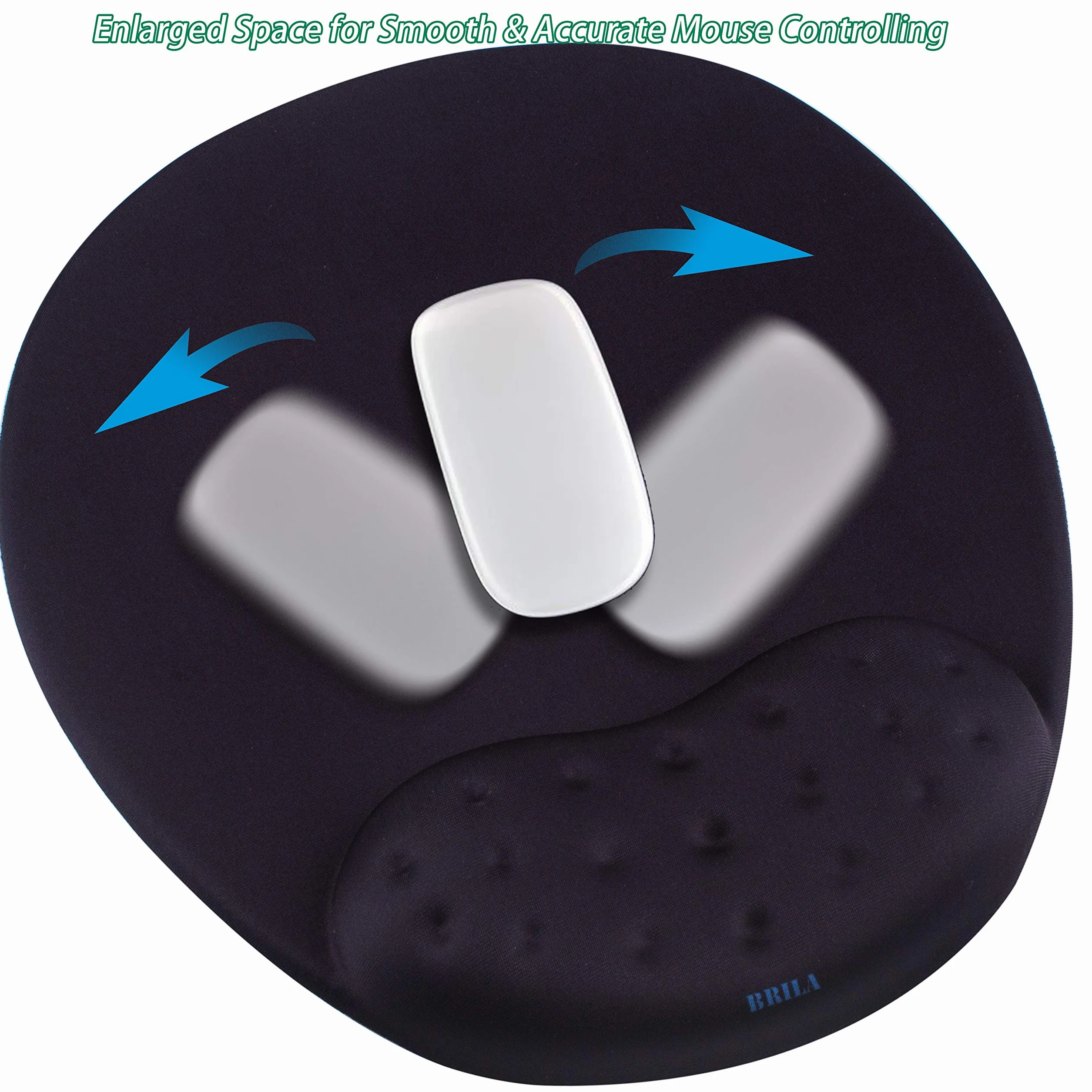 BRILA Tapis de Souris avec Repose-Poignet Gel Mousse à Mémoire de Forme Antidérapant Soulagement Douleur Bureau Ordinateurs