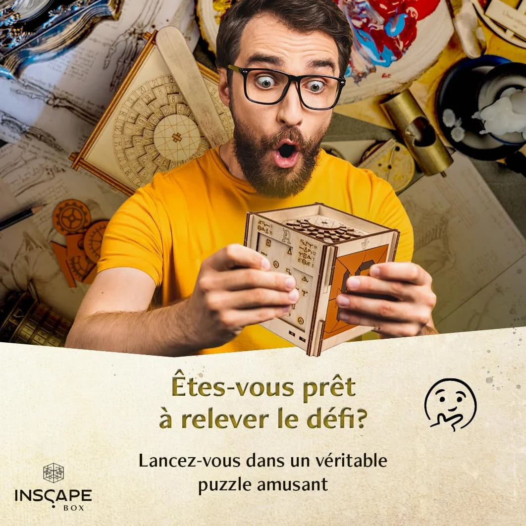 INSCAPE Da Vinci´s Marvel - Boîte de puzzle en bois - Boîte de puzzle - Escape Room - Jeu de puzzle pour adultes et enfants - Puzzle 3D en bois - Cluebox - Jigsaw Puzzle