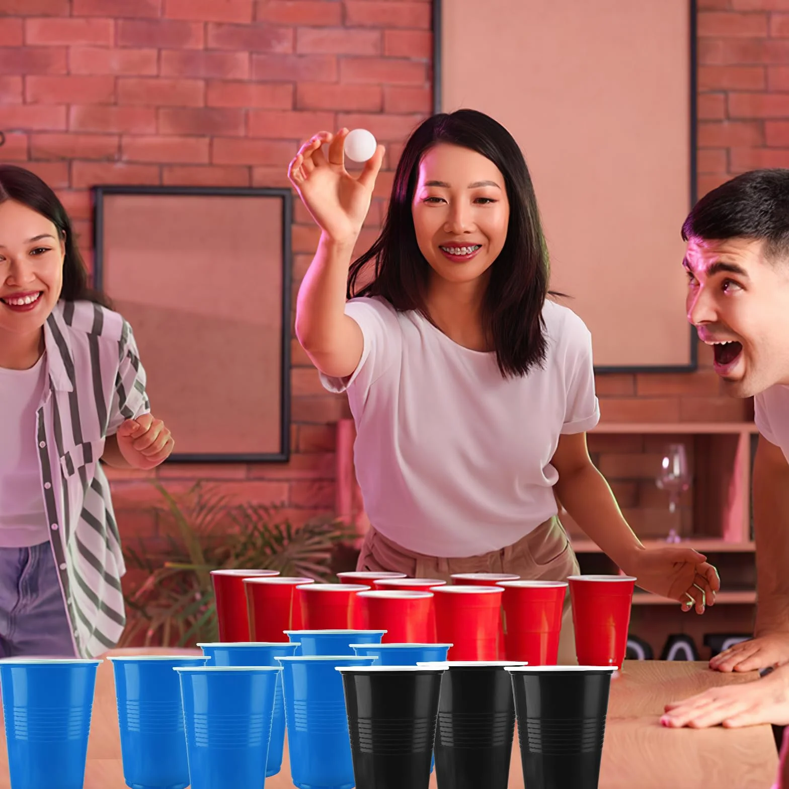 Sprifityy 51 Réutilisables Tasse Beer Pong 500ML Jeux à Boire Gobelets avec 12 Balles Ping-Pong