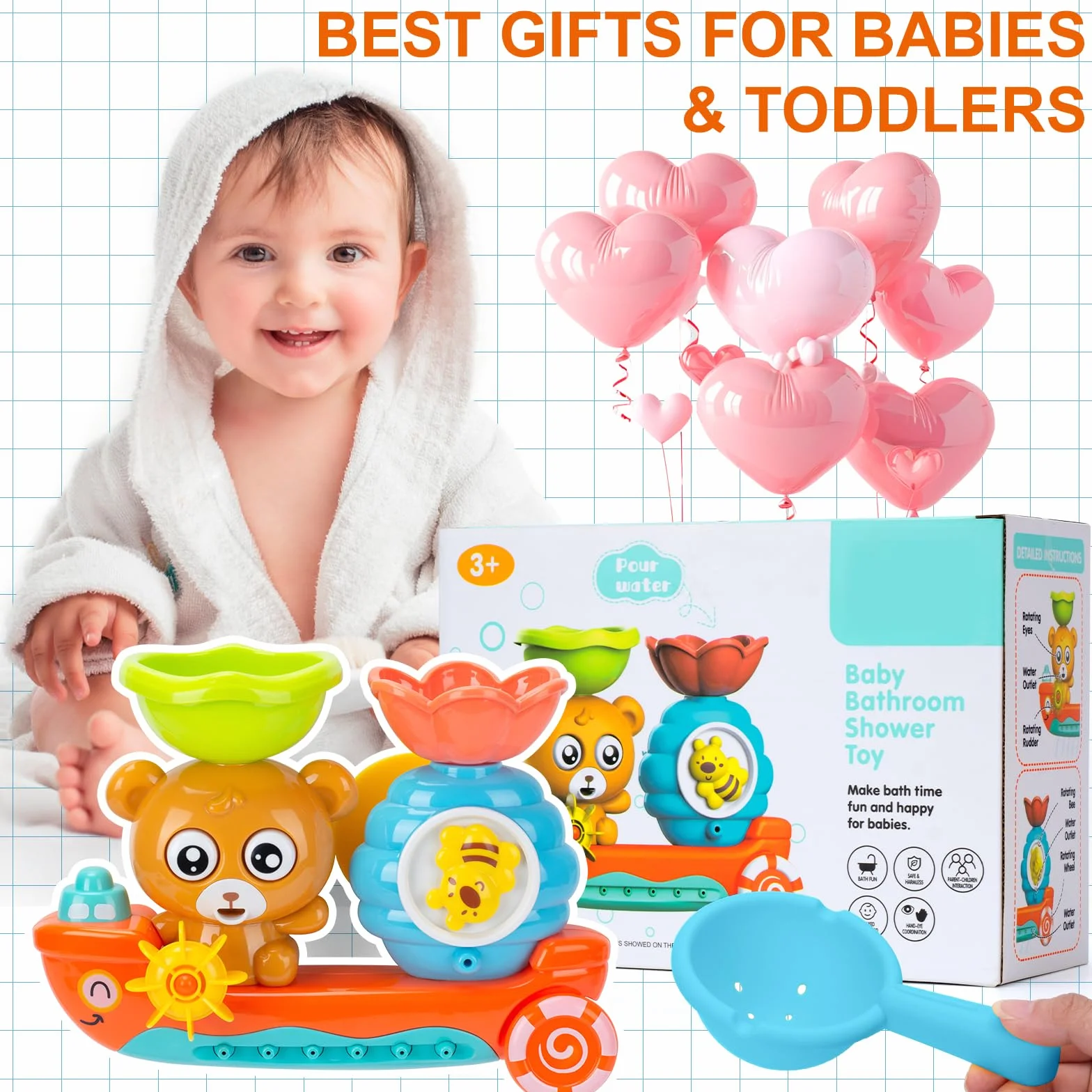 Jouet de Bain Bébé 1-12 Ans Cadeau Garçon Fille 6-18 Mois