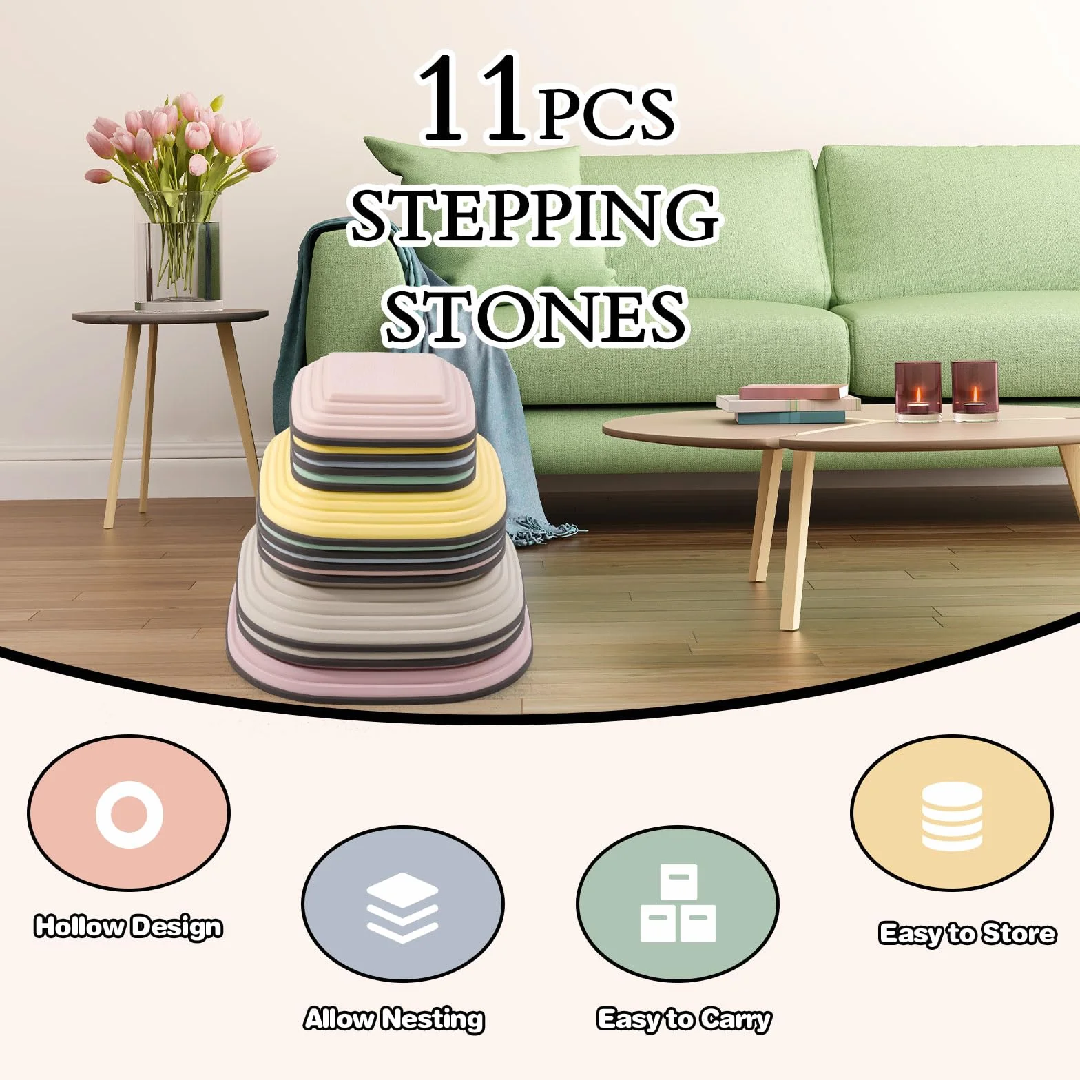 D'équilibre pour Enfants 11 PCS Antidérapant Stepping Stones Sensorielles Intérieur Extérieur Parcours de Motricité 3-8 Ans