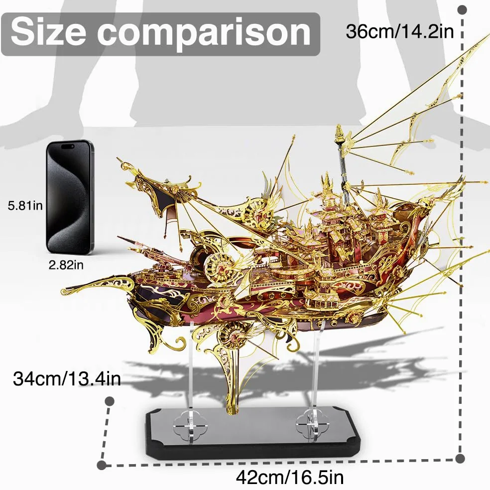 Piececool Puzzle 3D Metal Bateau Kowloon Neuf Bateaux, Maquette Bateau de Laiton, Grande Taille, Maquette Metal, Cadeau d'anniversaire pour 3D Puzzle Adulte, 701 Pièces