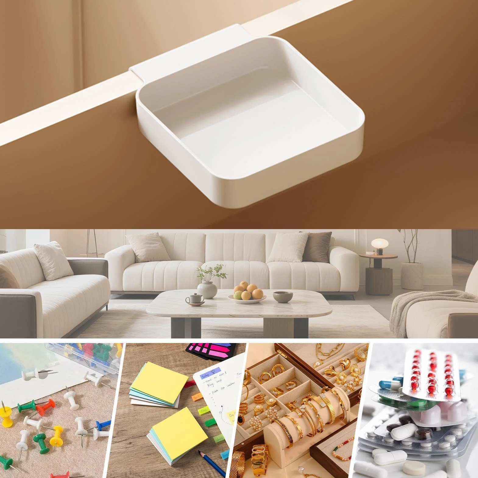 Petit Organisateur De Tiroir - Boîte De Rangement Suspendue Avec Compartiments Pour Cuisine Appartement Dortoir