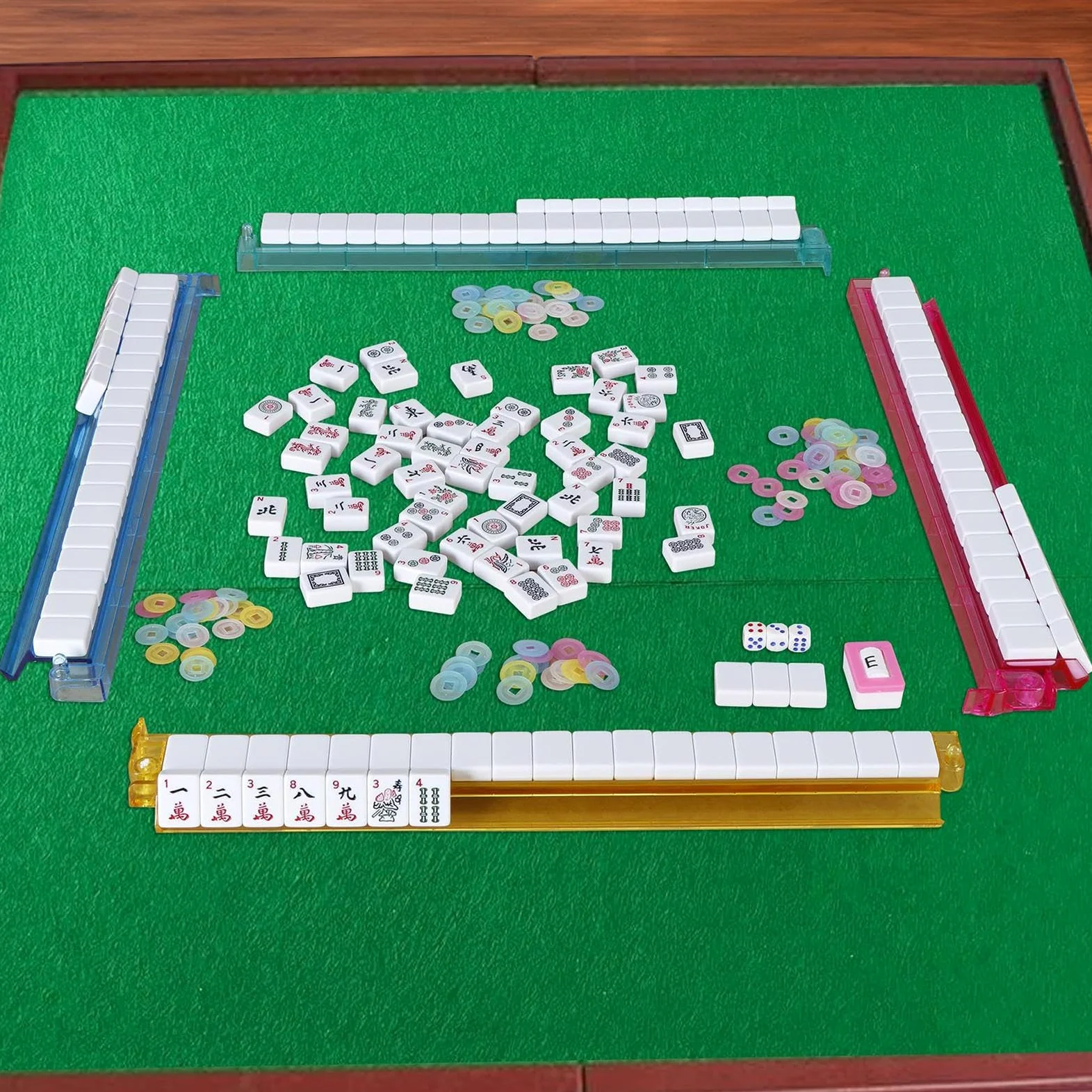 Générique Jeu Complet De Mahjong - 166 Tuiles avec Sac De Transport Portable | Accessoires Complets Dés Et Règles Portable pour Apprentissage Maison Adultes Débutants Et Seniors