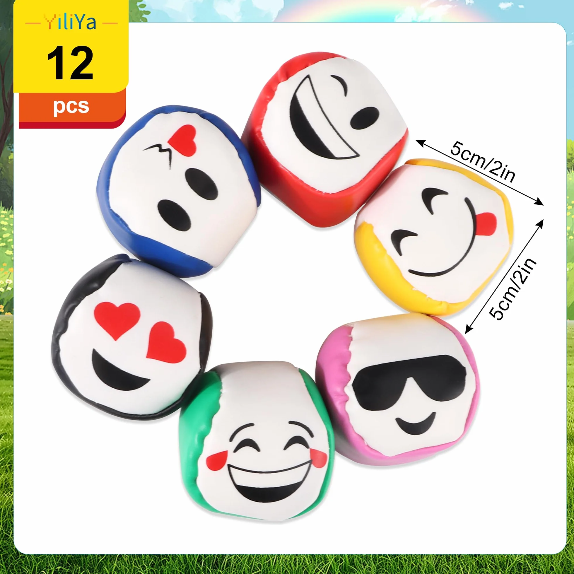 YiliYa 12 Pack Balles de Jonglage Enfant Cirque en Cuir PU Balles Doux Pro Mini Balles de Jonglerie