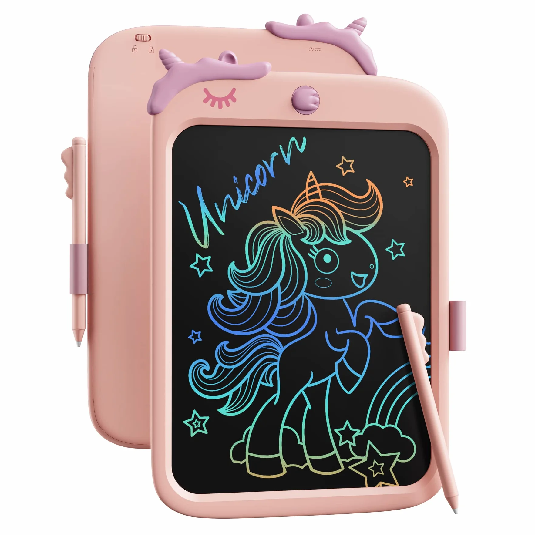 Tablette d'écriture LCD Licorne 10 pouces Doodle Board avec verrouillage jouet éducatif cadeau 3-6 ans Rose