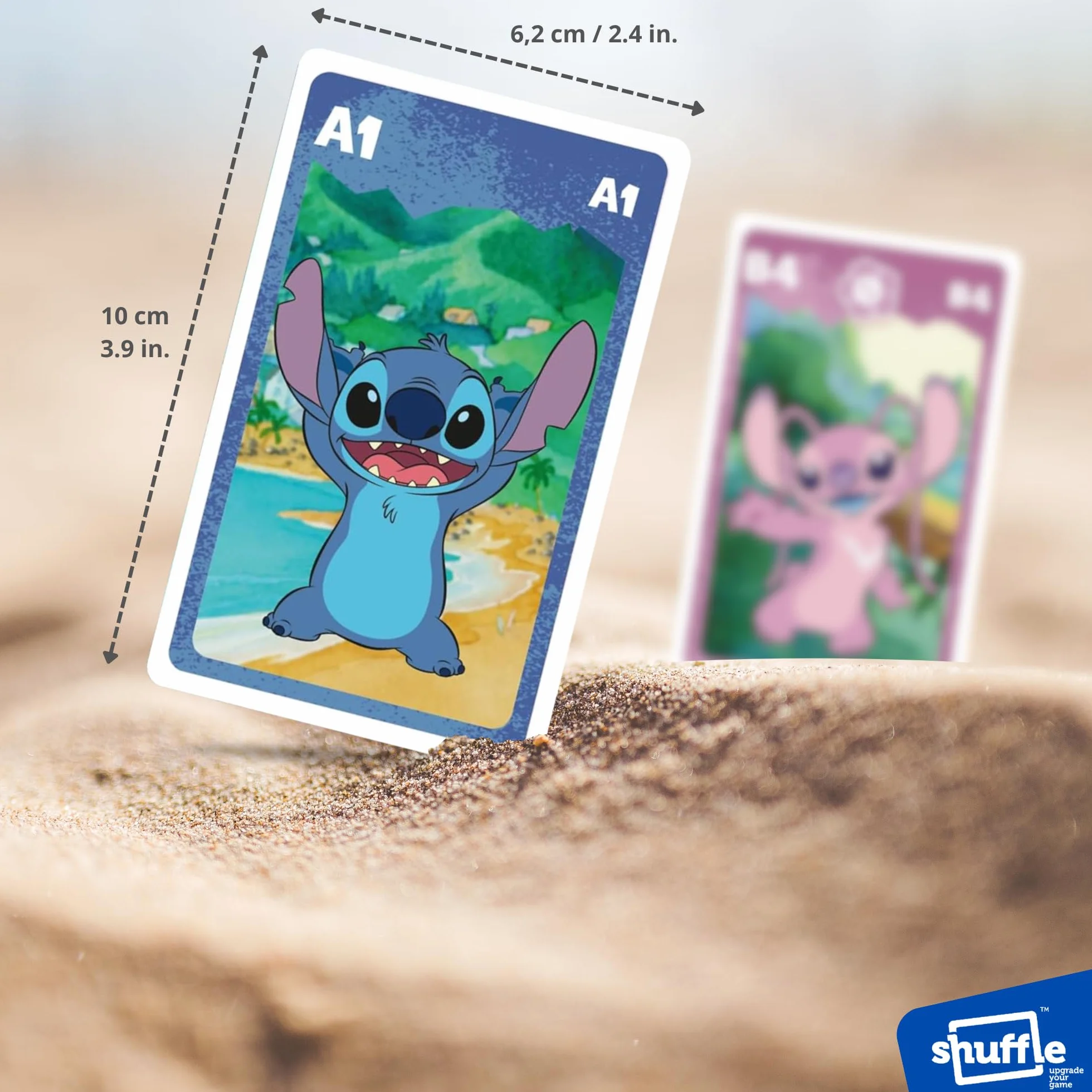 Shuffle Jeu de Cartes 4 en 1 Stitch - 7 Familles, Bataille, Mémo et Action - Disney Lilo & Stitch pour Enfants dès 4 Ans
