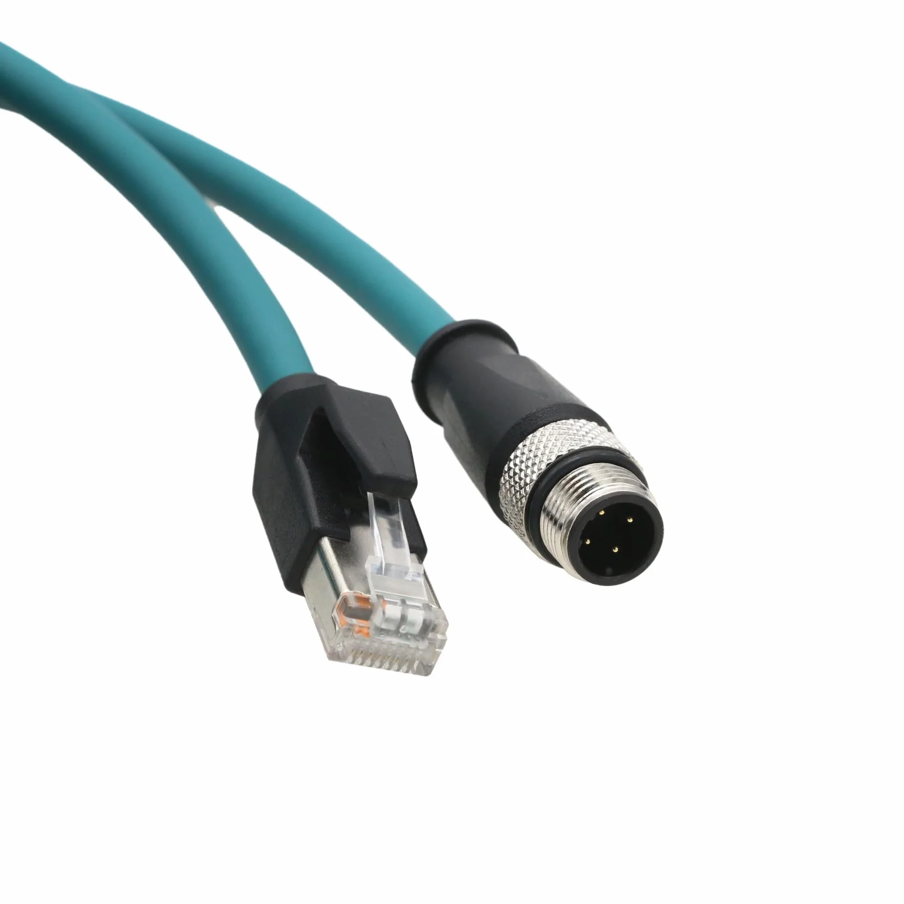 HangTon Ethernet CAT5e Cable M12 4 Pin D-Code to RJ45 2m for Keyence IV2, Datalogic 210N, Sick Omron Vision Sensor