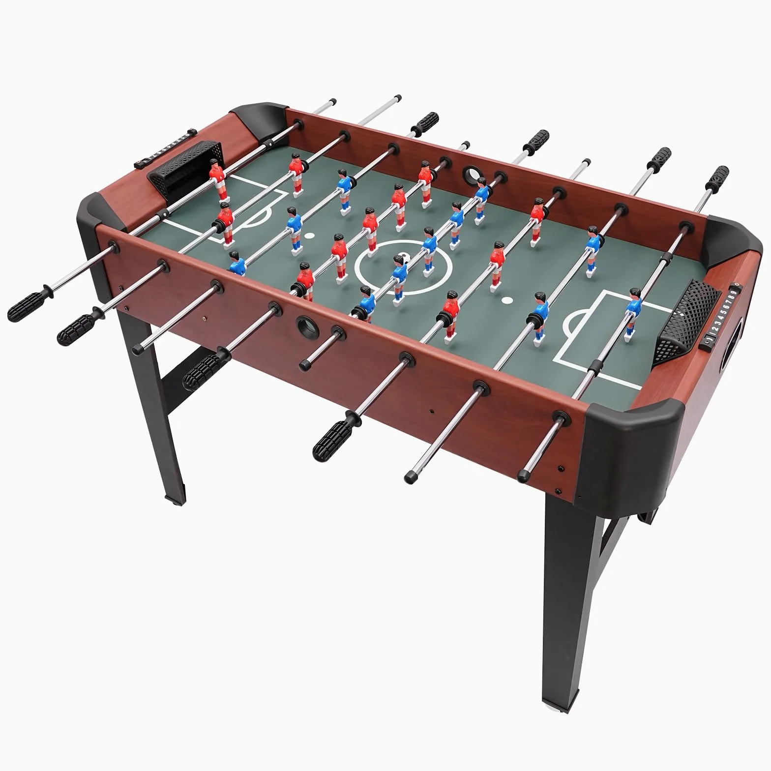 Baby-Foot 120cm sur Pied, Table de Football à 8 Barres pour 2 à 4 Joueurs | Jeu 1 contre 1 ou 2 contre 2, compteur 9 points, poignées antidérapantes et patins stables pour maison ou salle de jeux