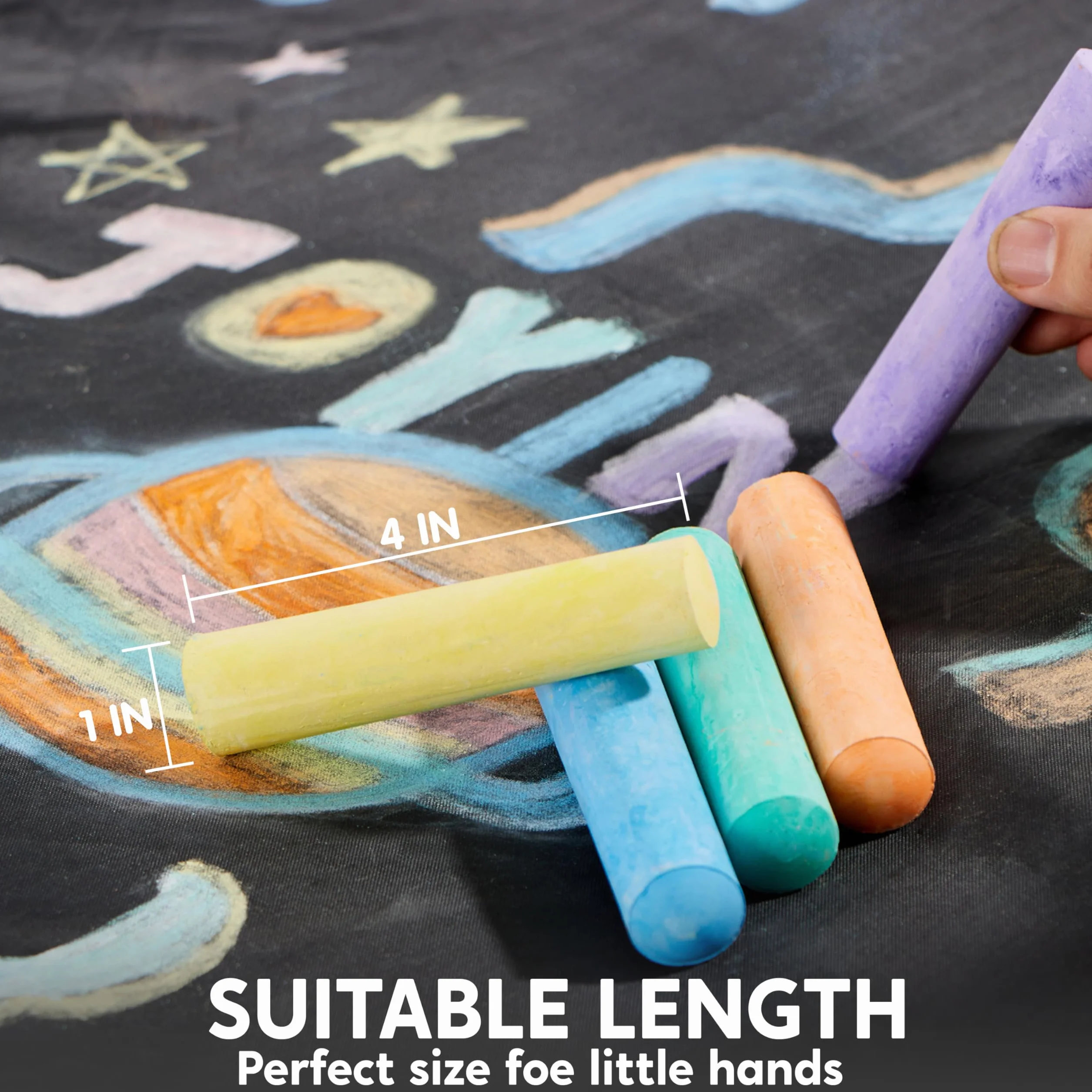 JOYIN Craies Jumbo lavables non toxiques 60 pièces 10 couleurs pour extérieur peinture tableau magnésium