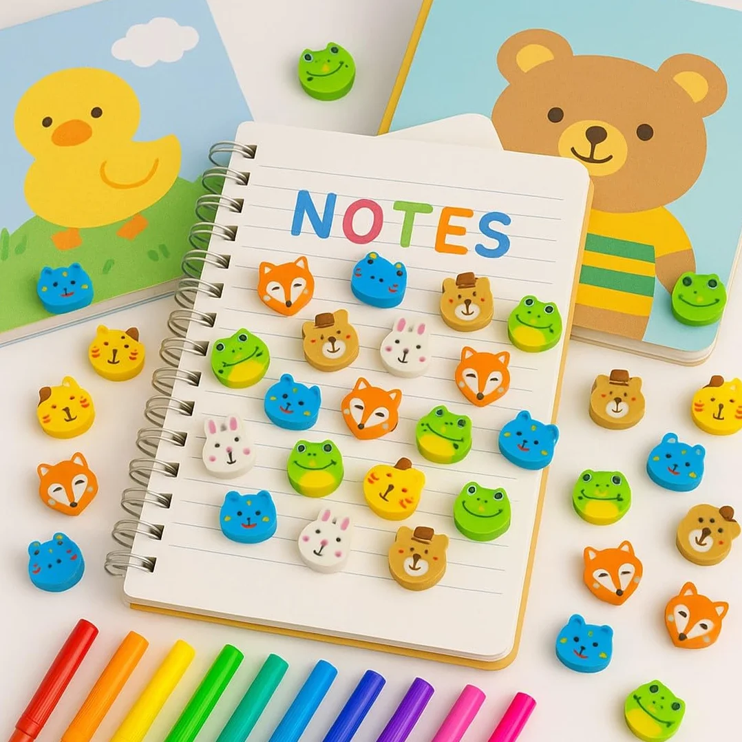 50 Pièces Gommes Animaux Mignons Effacer Crayons Dessin Animé Cadeaux Enfants