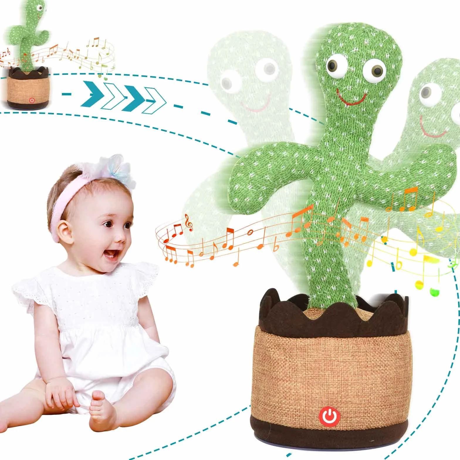 SHAVINGFUN Cactus Parlant en Peluche - Jouet éducatif avec enregistrement vocal pour bébés