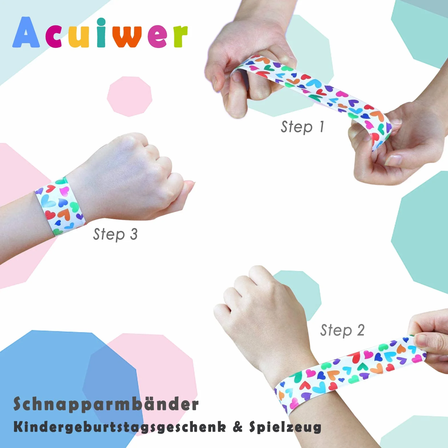 Slap Bracelet 24/30/50 pcs Animaux Dinosaures Licorne Sirène Enfants Filles Garçons