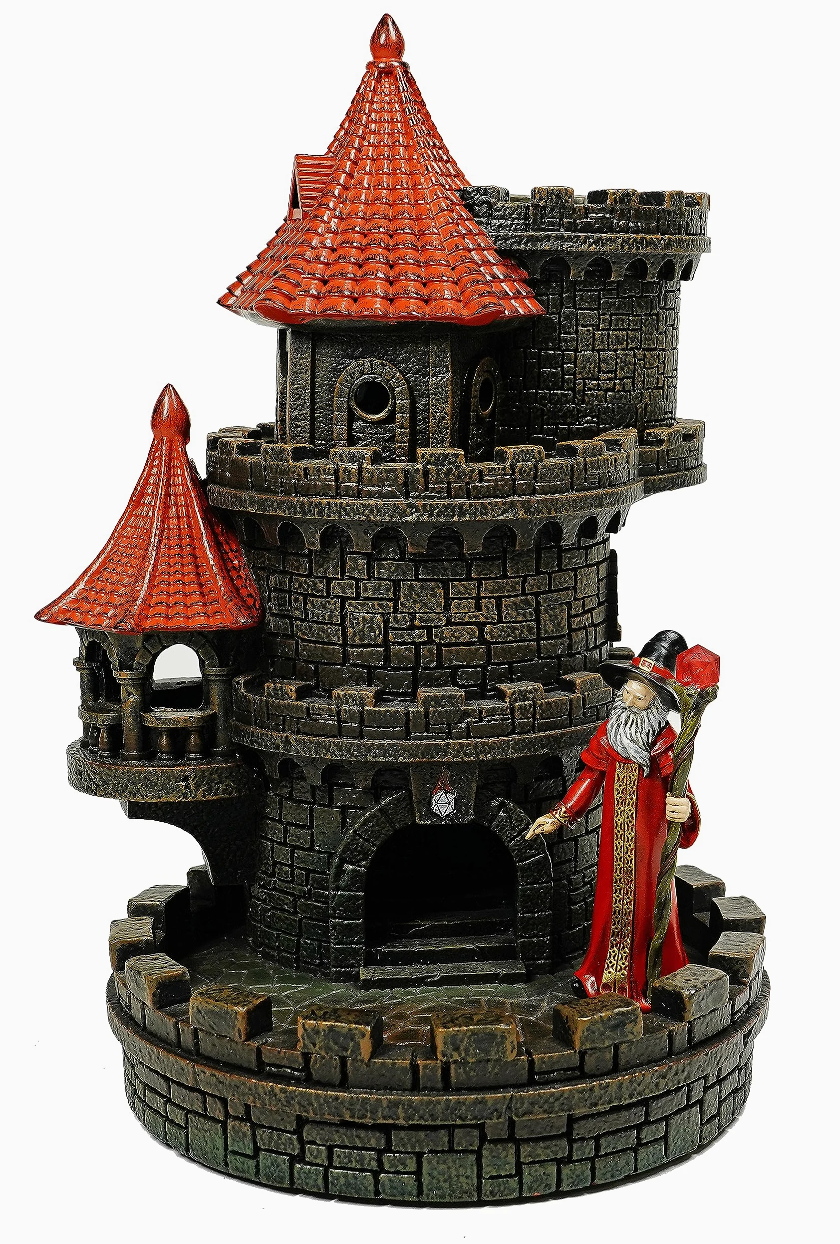 Forged Dice Co. Tour de dés Wizard's Castle – Peint à la main – Convient aux dés Donjons et Dragons – Rouge