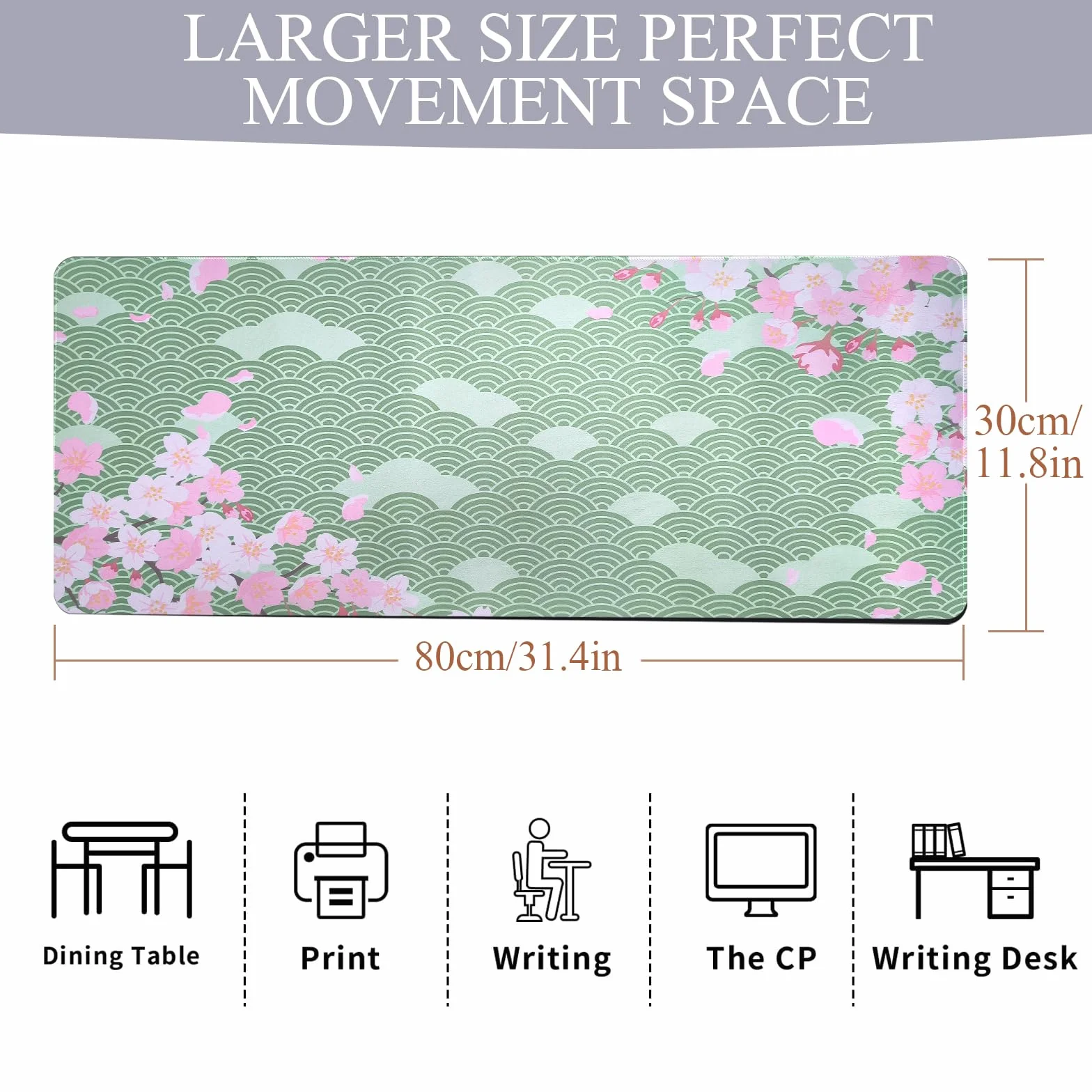 Tapis de Bureau Antidérapant 80×30cm Blanc Sous-Main Protection